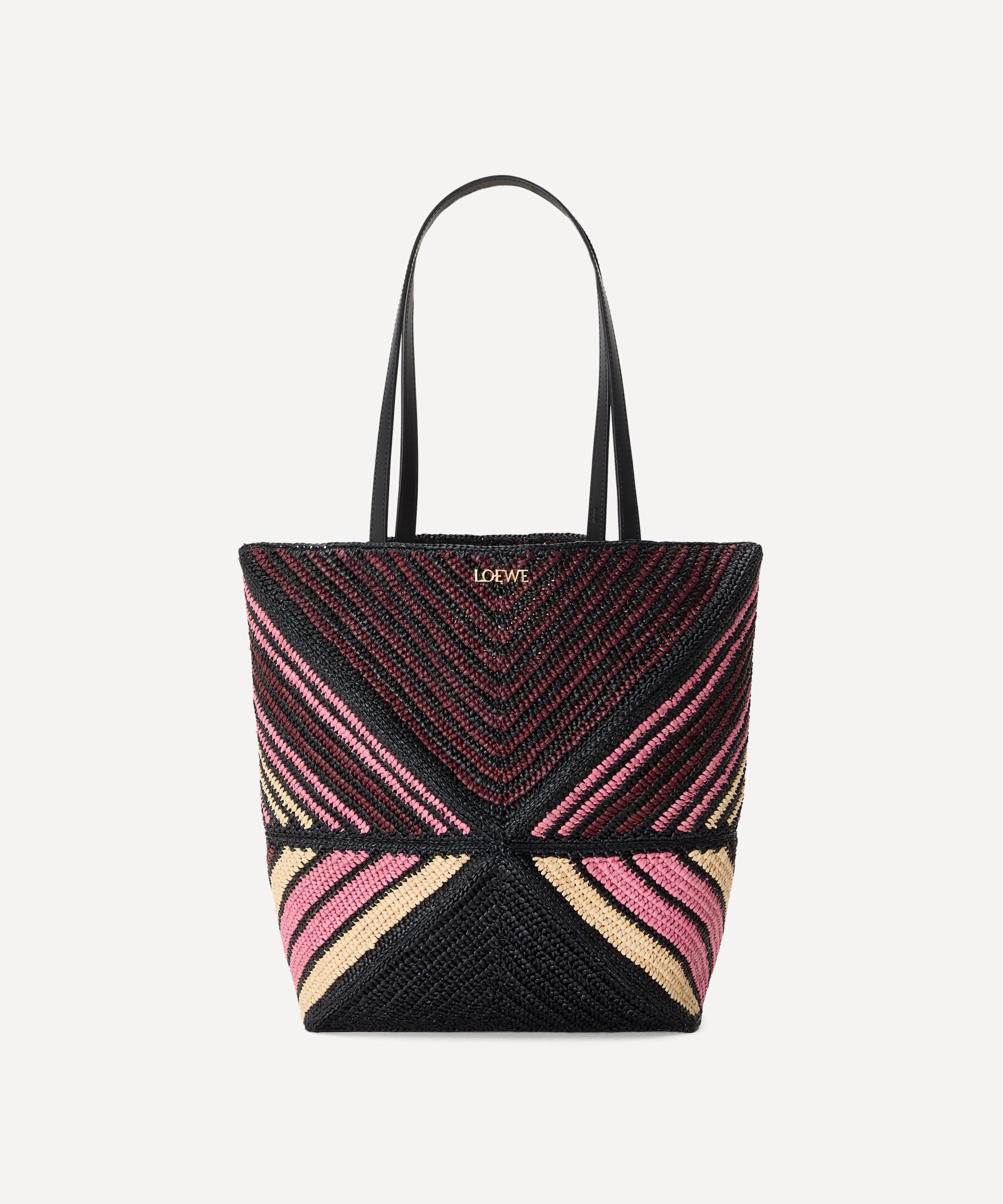 Loewe - Raffia Pink Stripe Puzzle Fold Tote image number 0