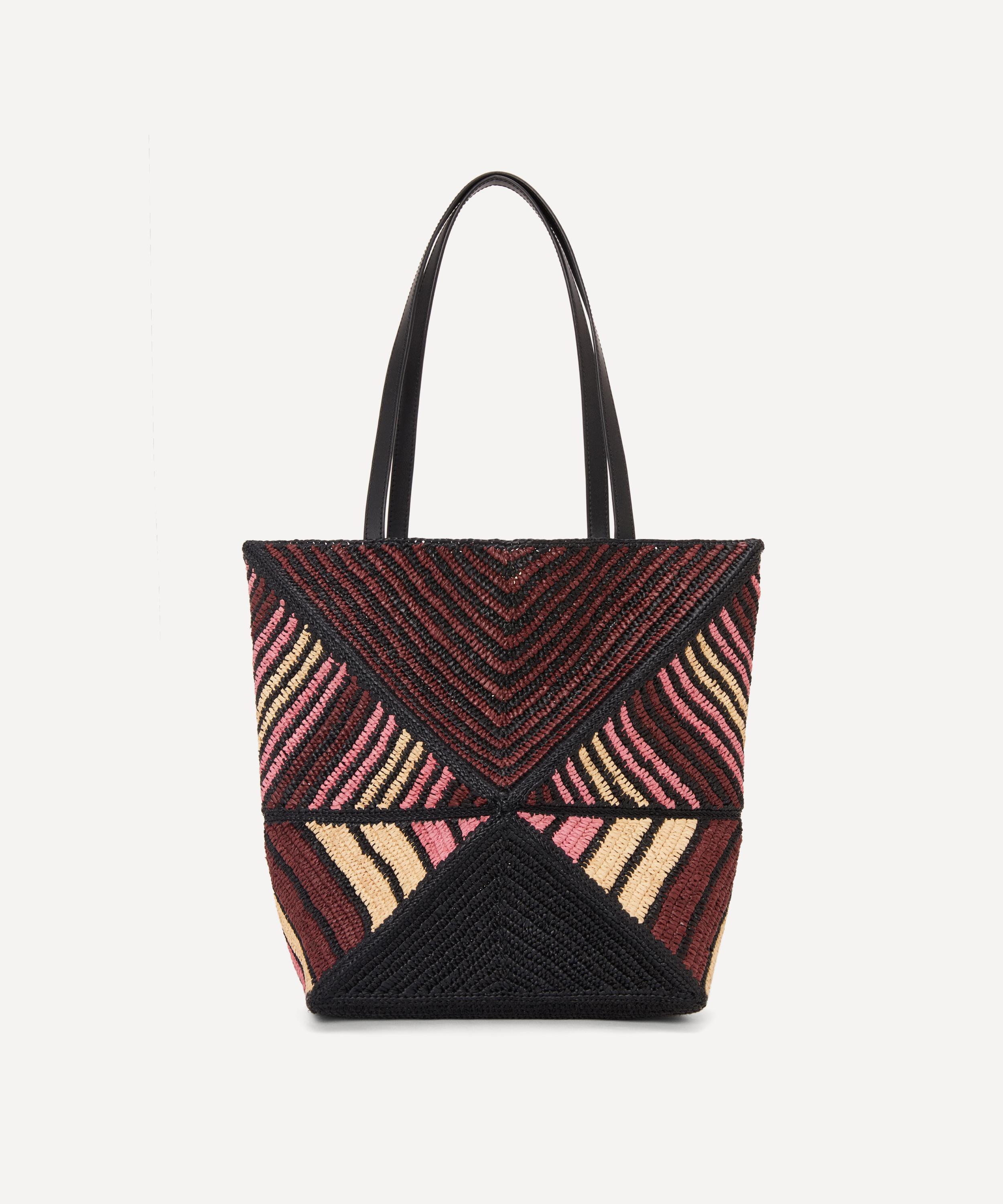 Loewe - Raffia Pink Stripe Puzzle Fold Tote image number 1