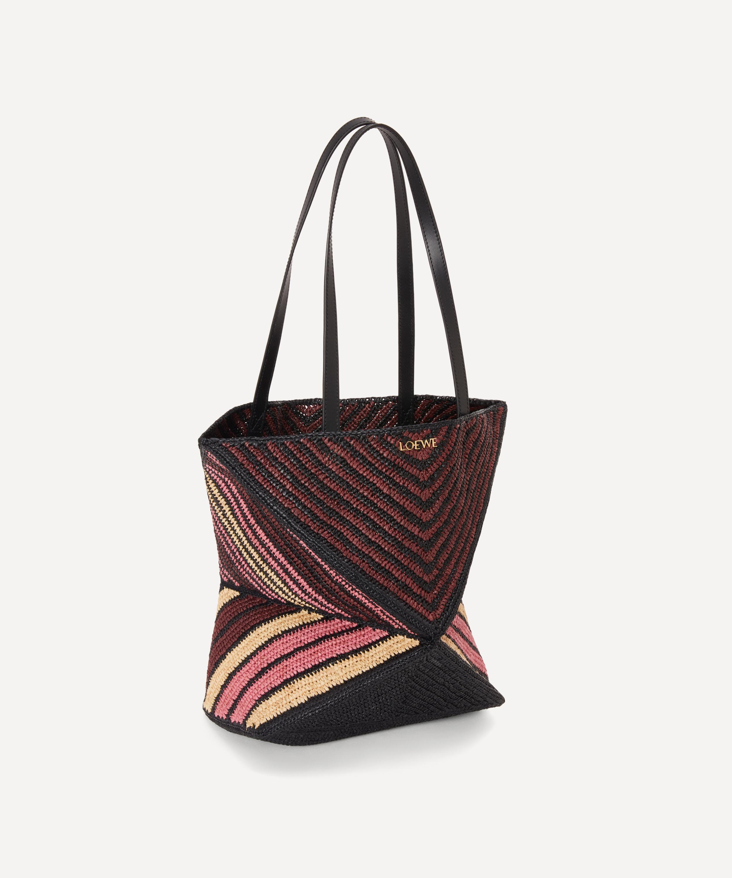 Loewe - Raffia Pink Stripe Puzzle Fold Tote image number 2