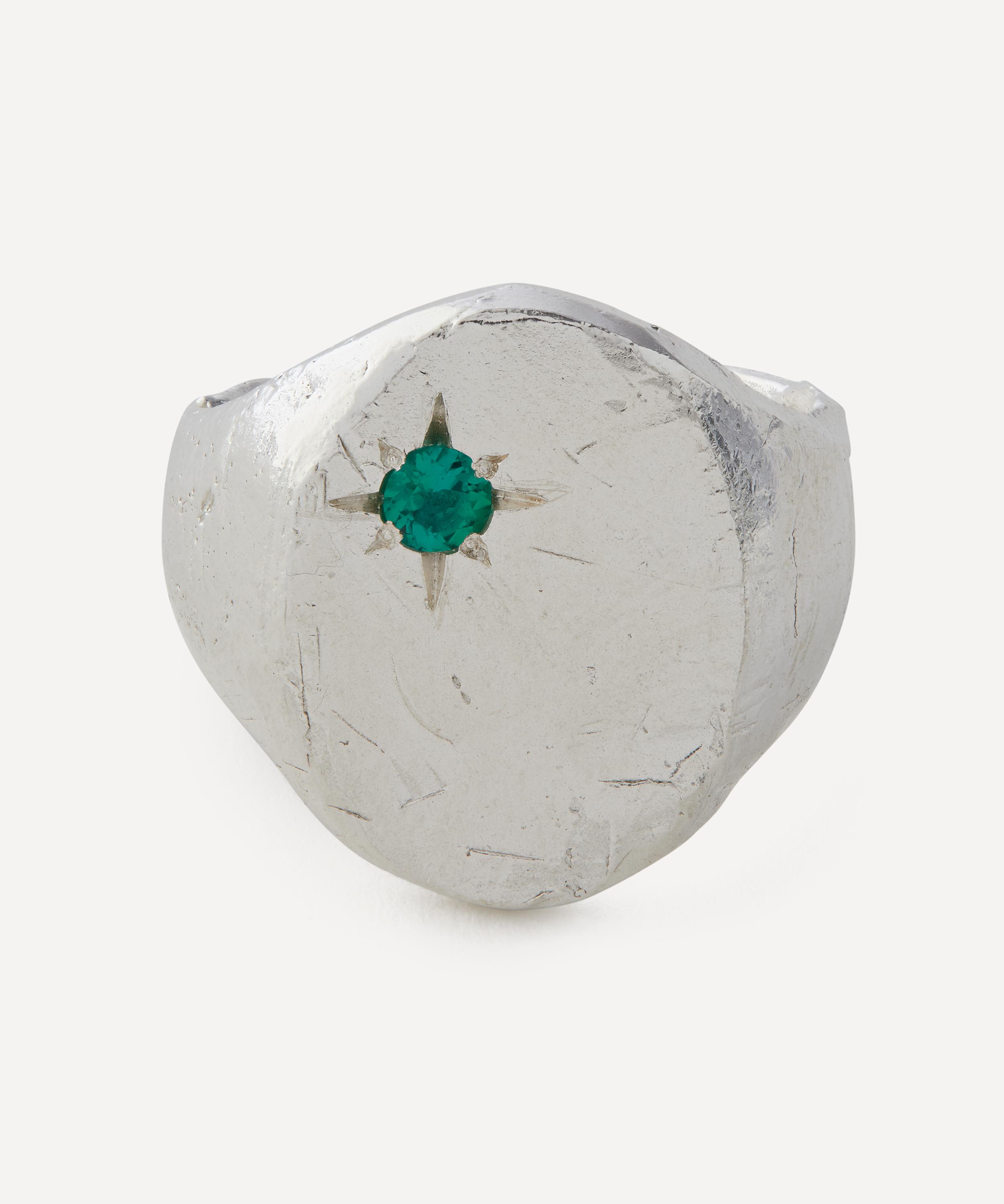 The Ouze - Sterling Silver Emerald Signet Ring