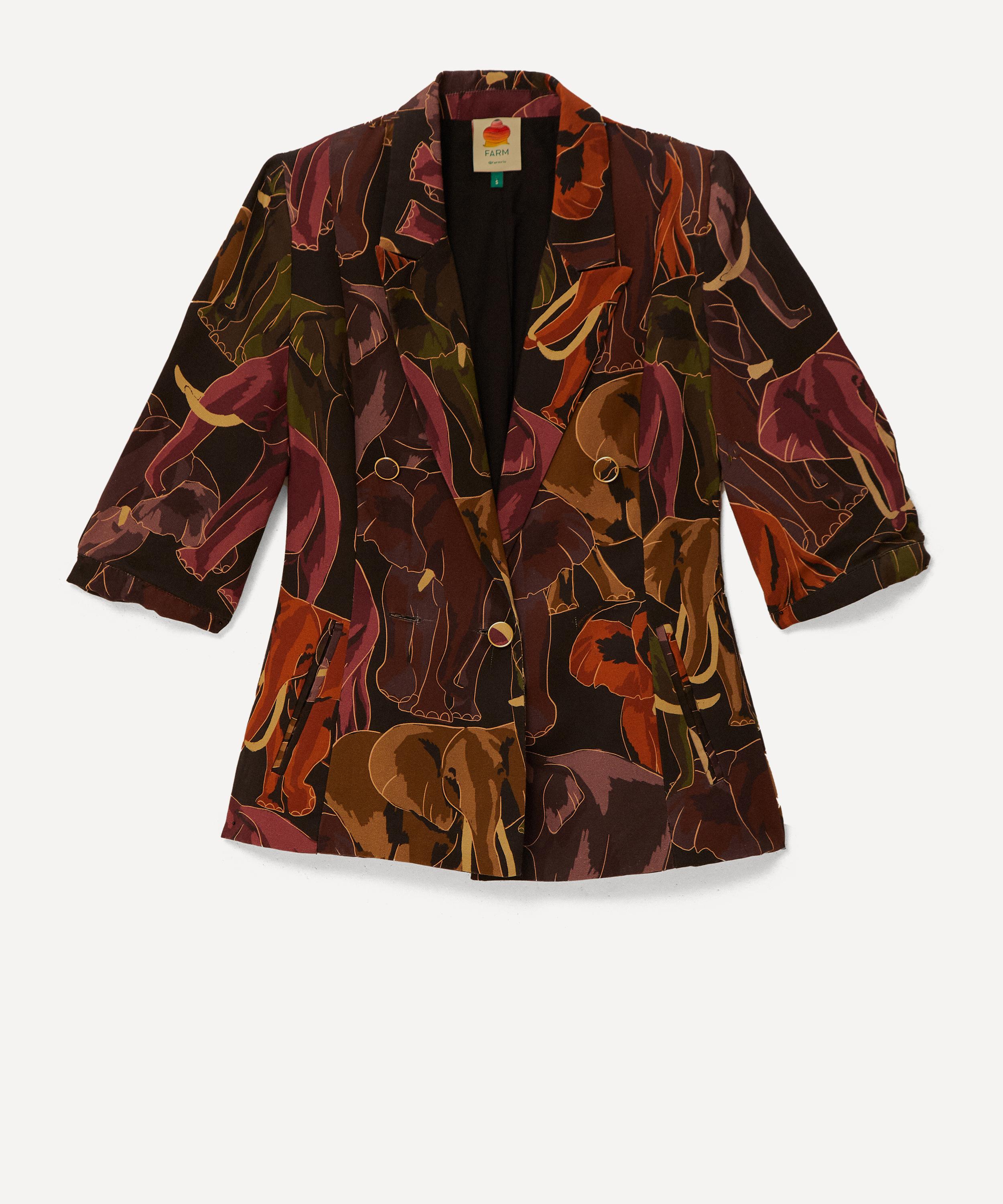 FARM Rio - Elephants Brown Short Sleeve Blazer image number 0