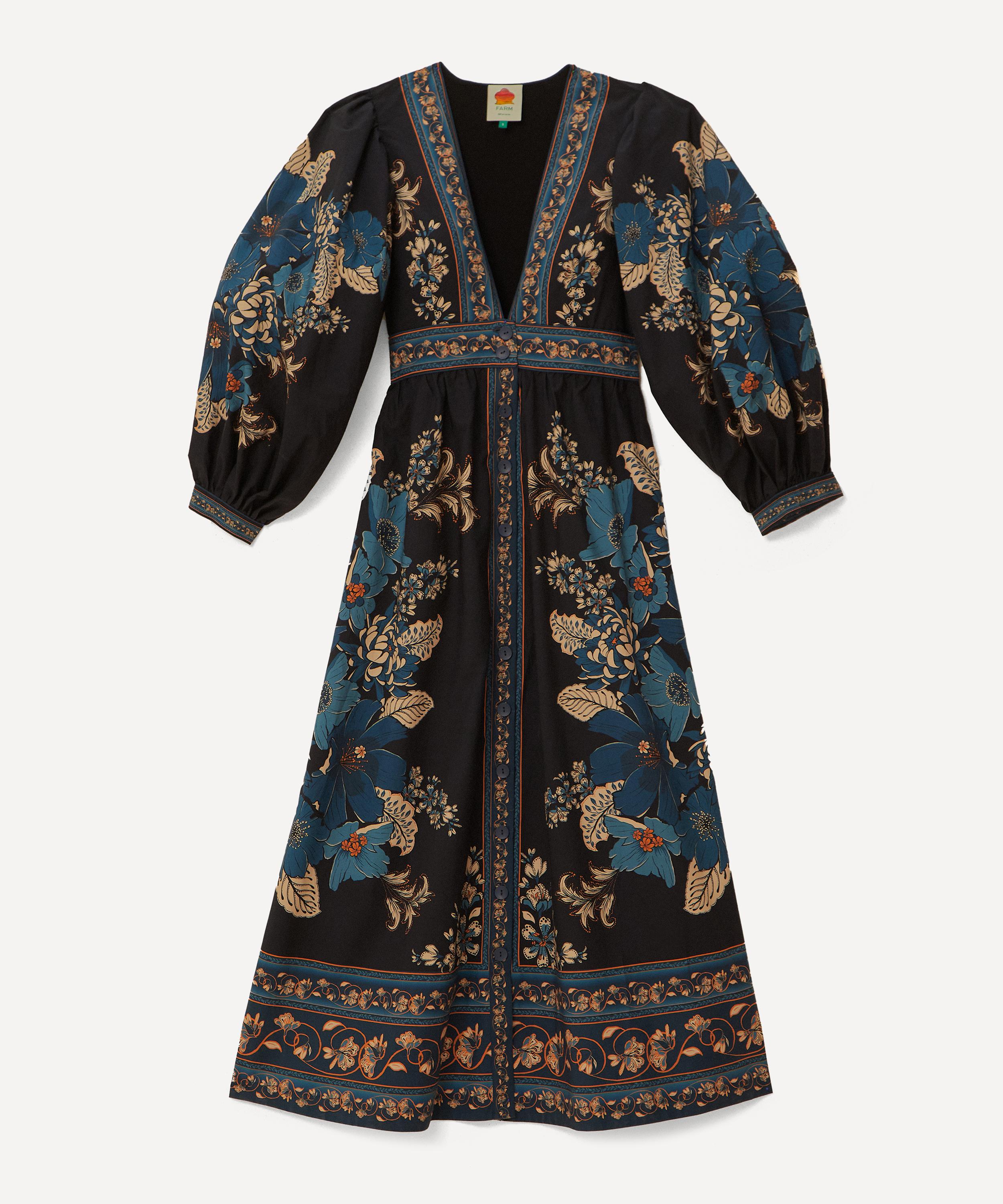 FARM Rio - Blossom Tapestry Long Sleeve Wrap Dress image number 0