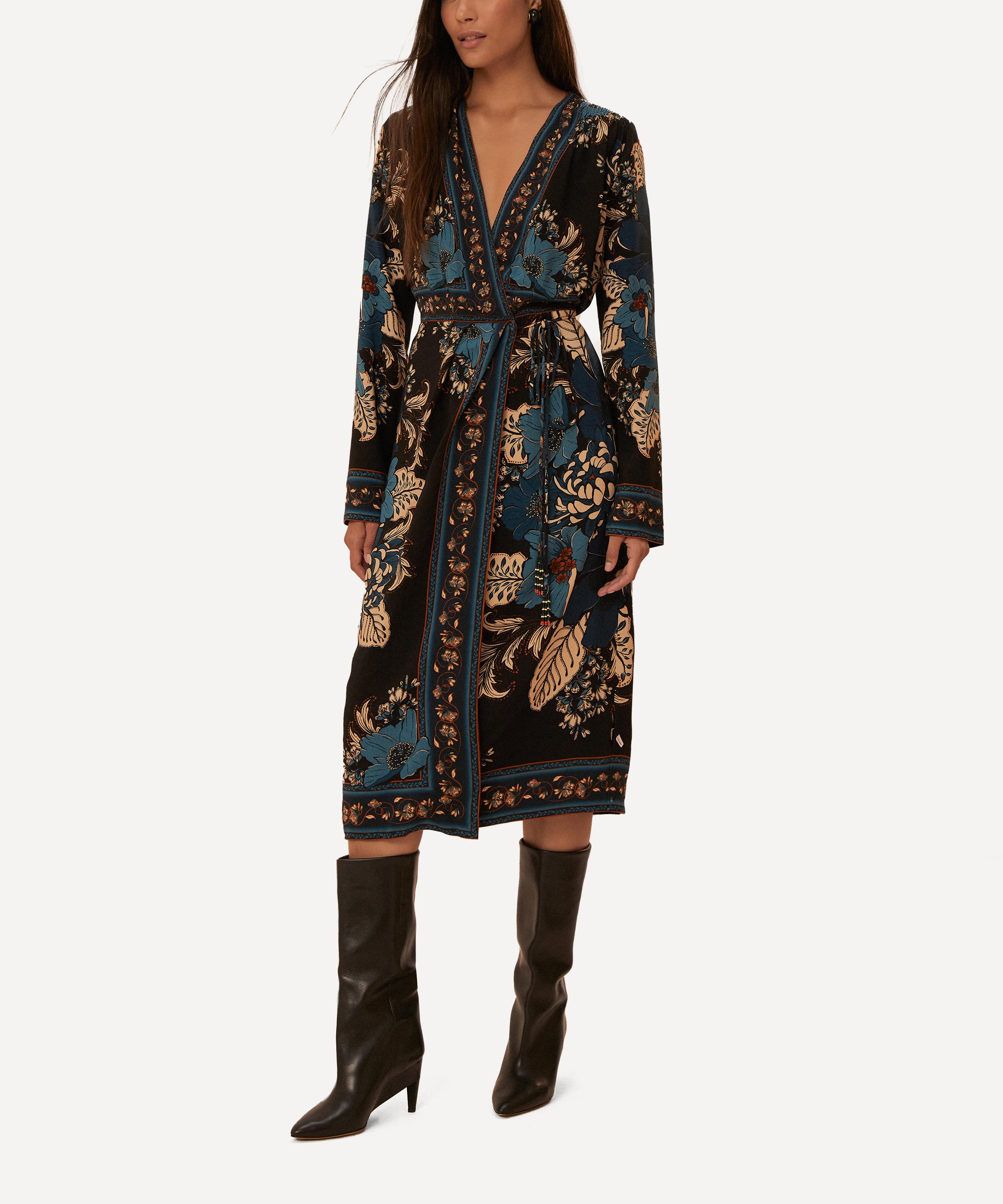 FARM Rio - Blossom Tapestry Long Sleeve Wrap Dress image number 1