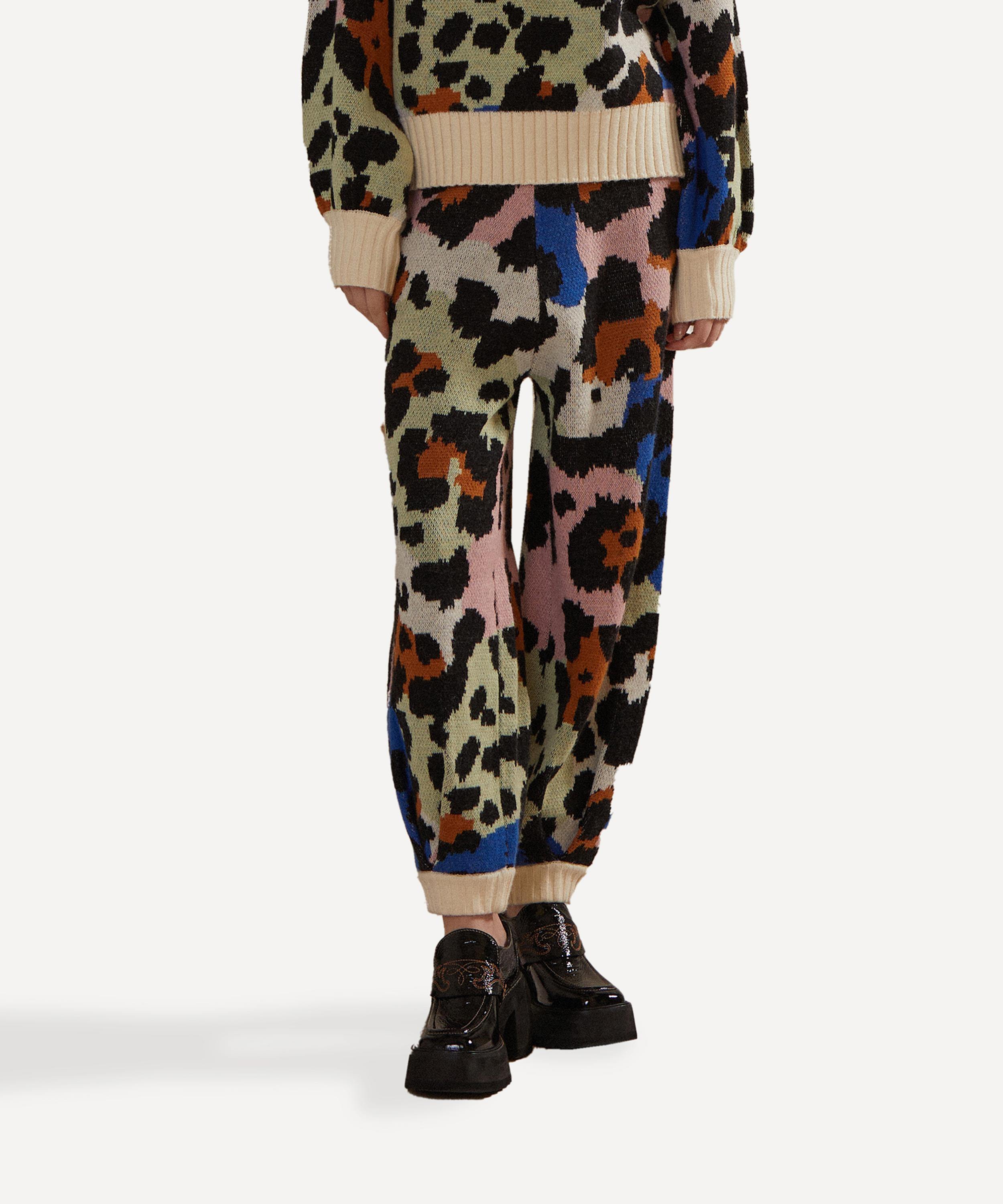Farm Rio Women's Colourful Leopard Knit Trousers