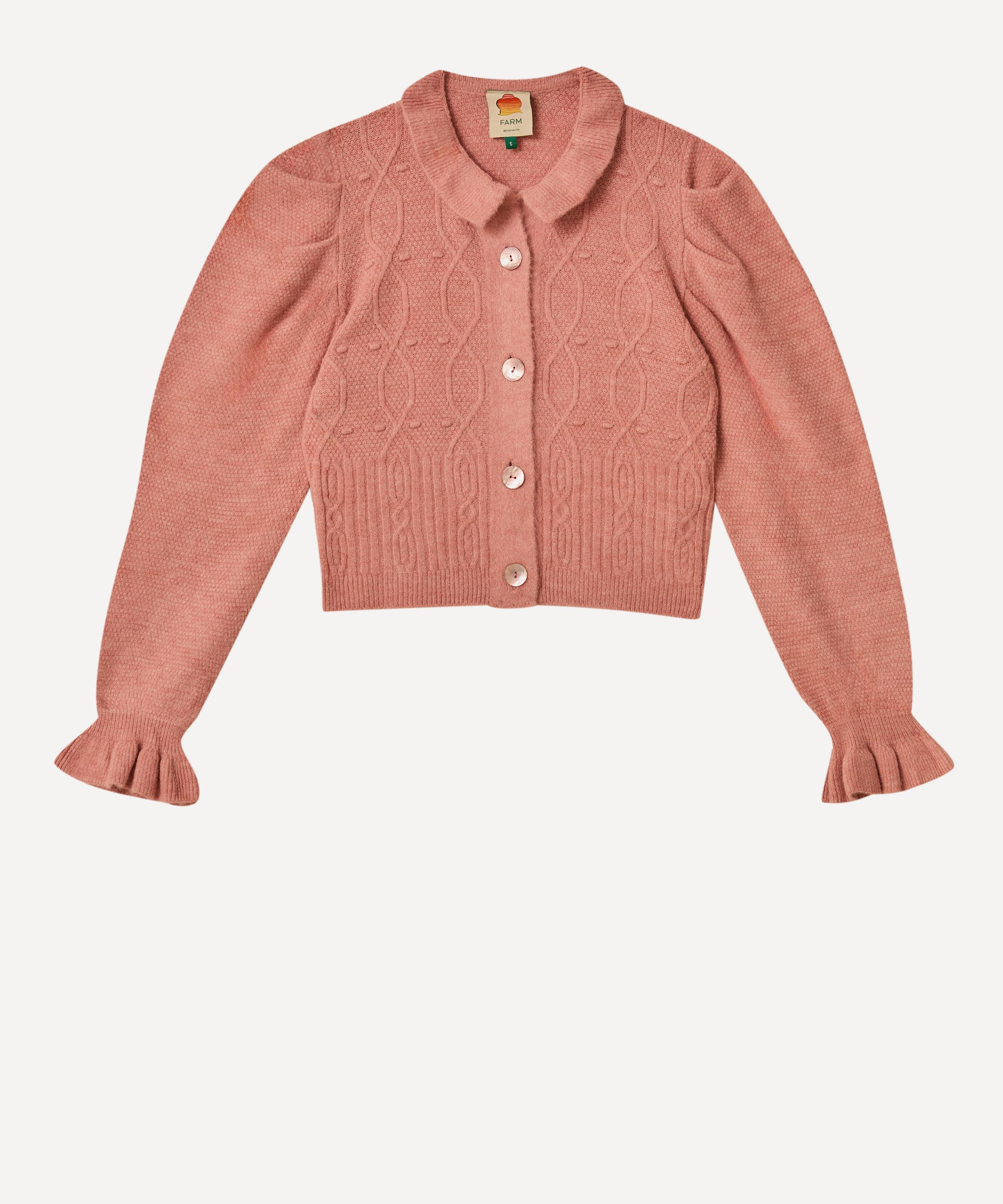 FARM Rio - Light Pink Ruffle Knit Cardigan image number 0