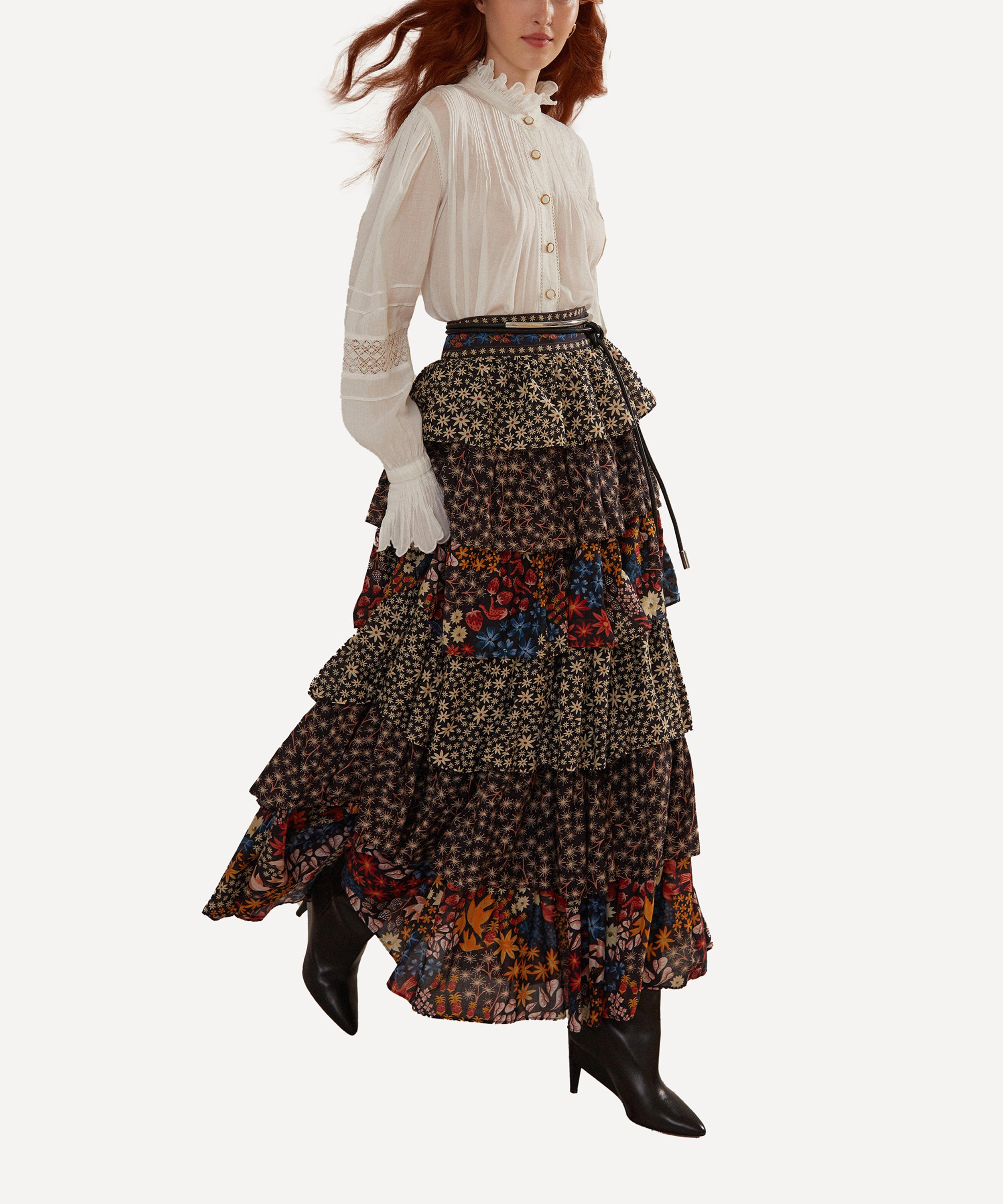 FARM Rio - Black Jujus Garden Midi Skirt image number 1