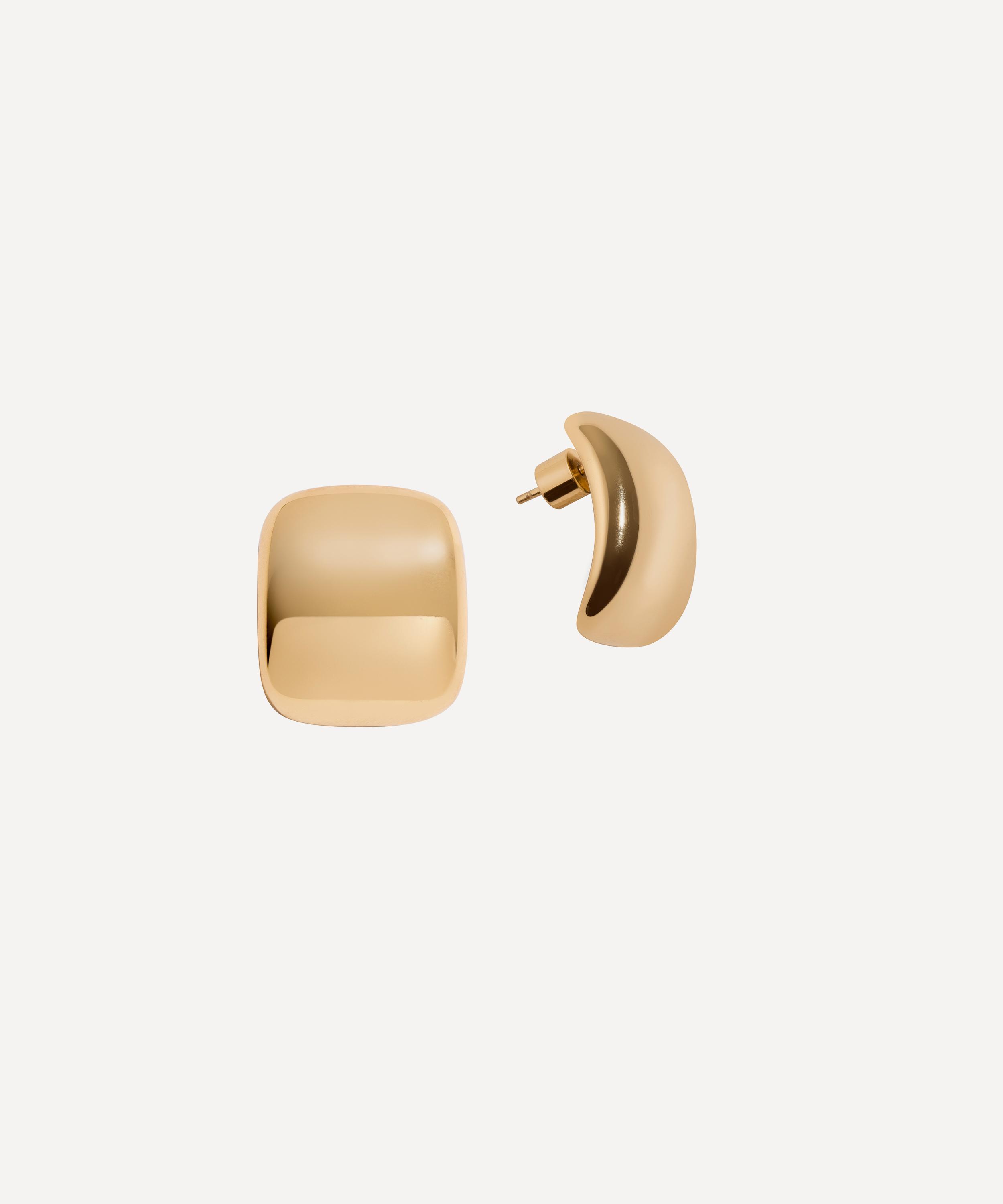 Martha Calvo - 14ct Gold-Plated Pebble Stud Earrings image number 1