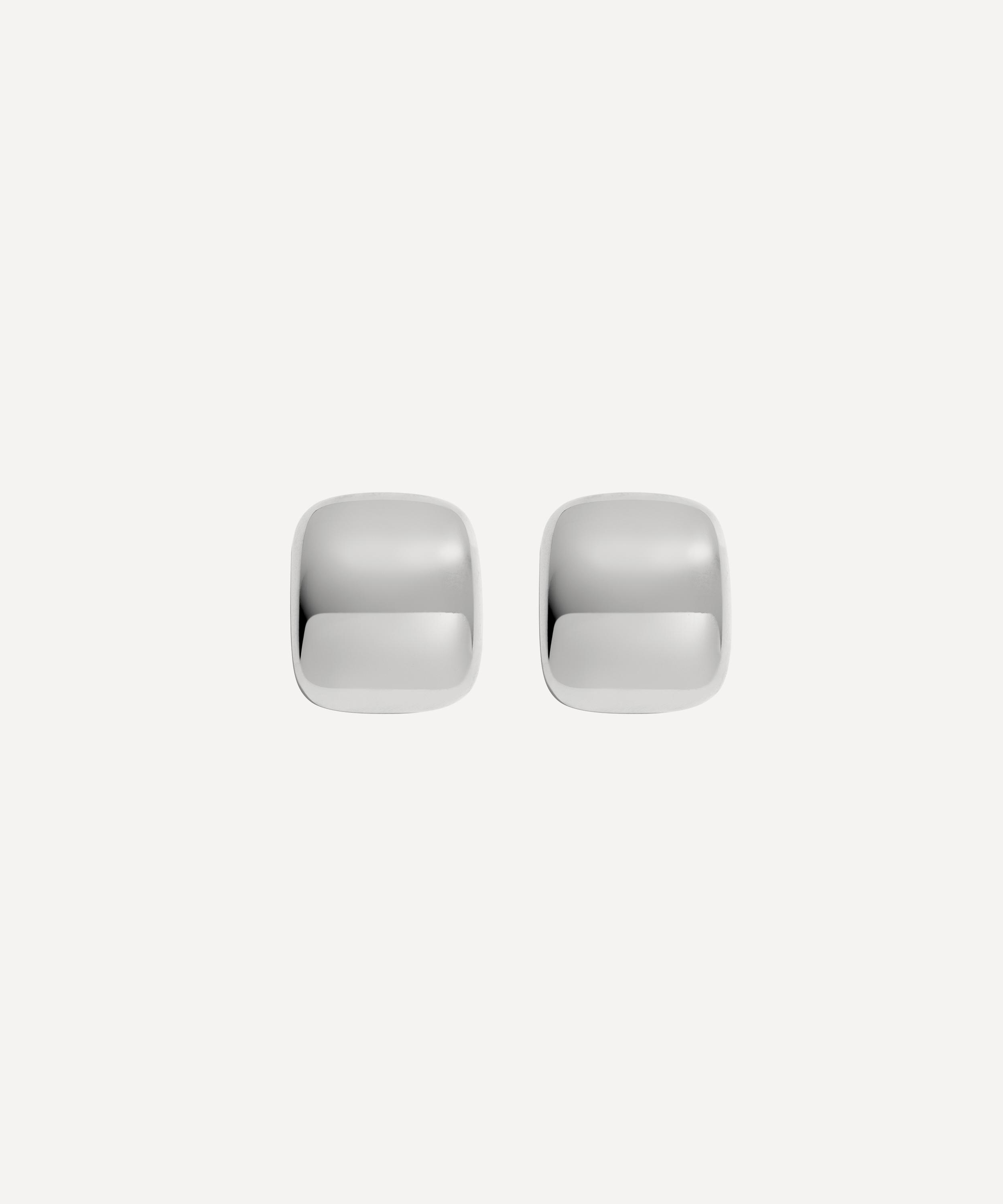 Martha Calvo - Rhodium-Plated Pebble Stud Earrings image number 0