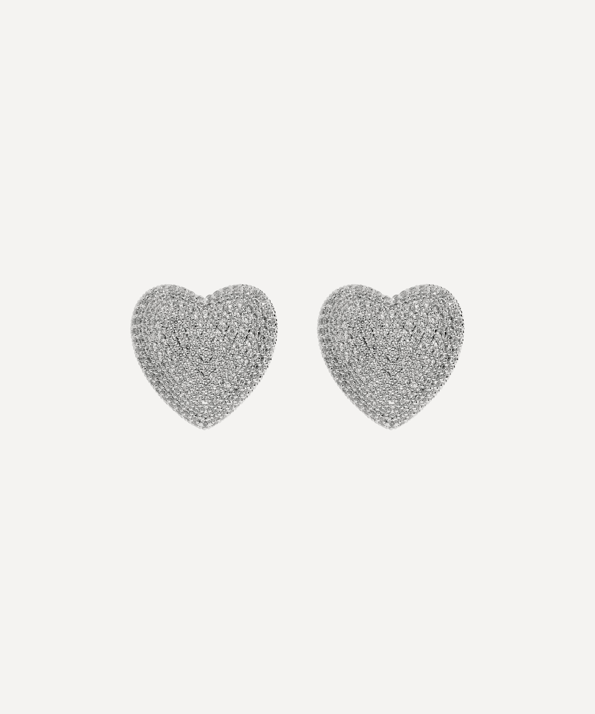 Martha Calvo - Rhodium-Plated Amor Pave Stud Earrings image number 0