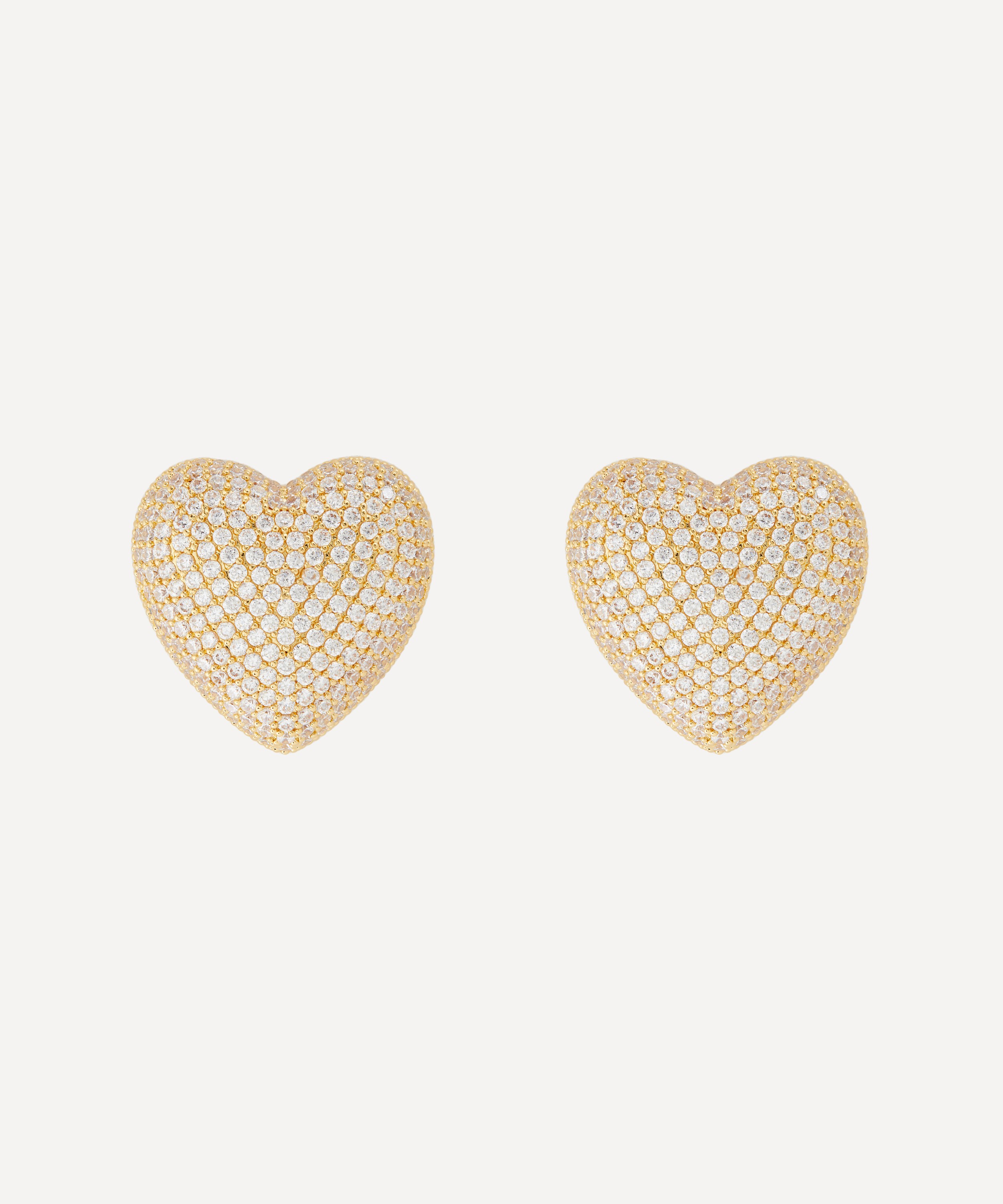 Martha Calvo - 14ct Gold-Plated Pave Amor Stud Earrings image number 0