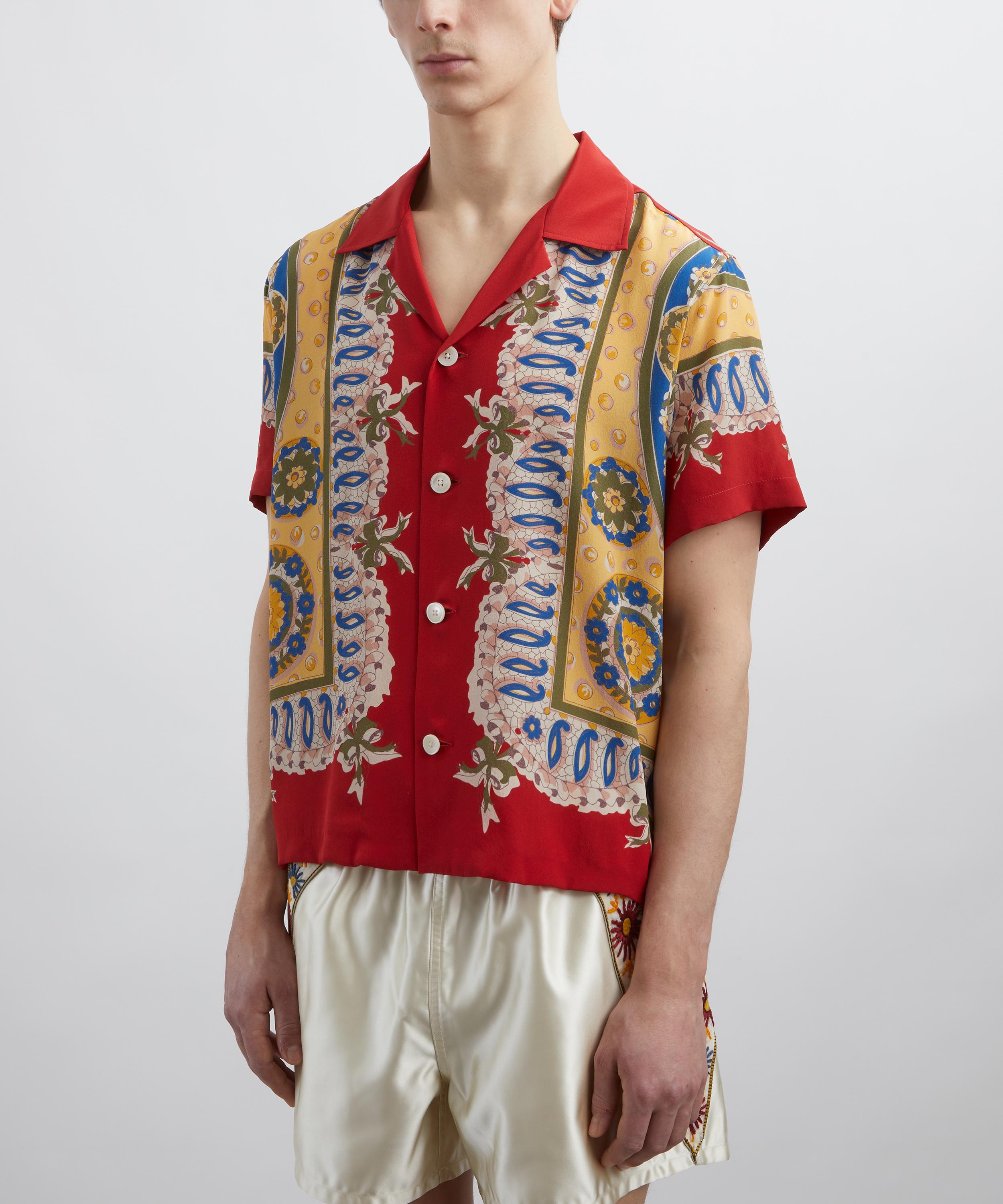 Bode - Bricolage Short-Sleeve Silk Shirt image number 2