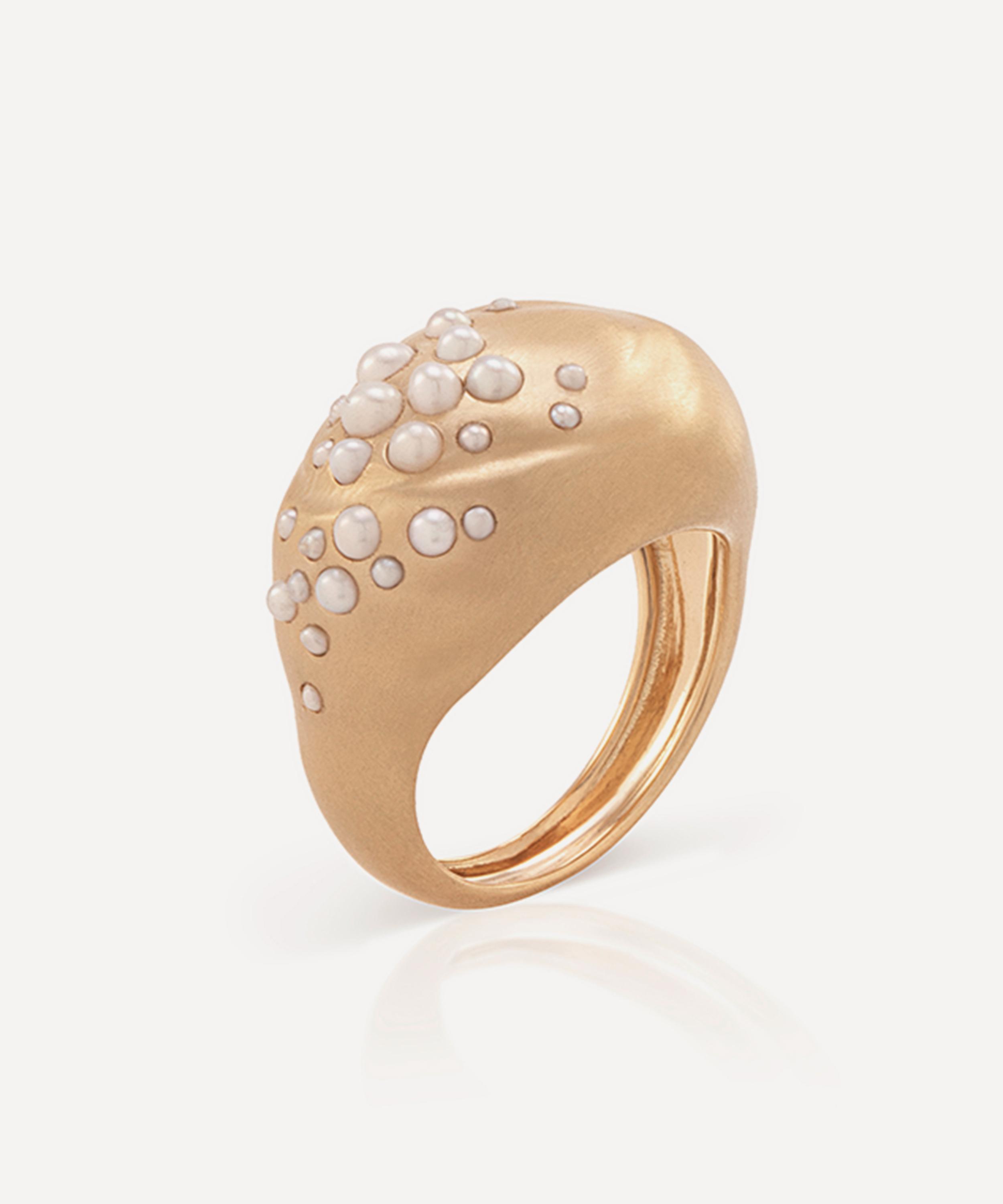 Nada Ghazal - 18ct Gold Drop Pearl Oval Ring image number 0