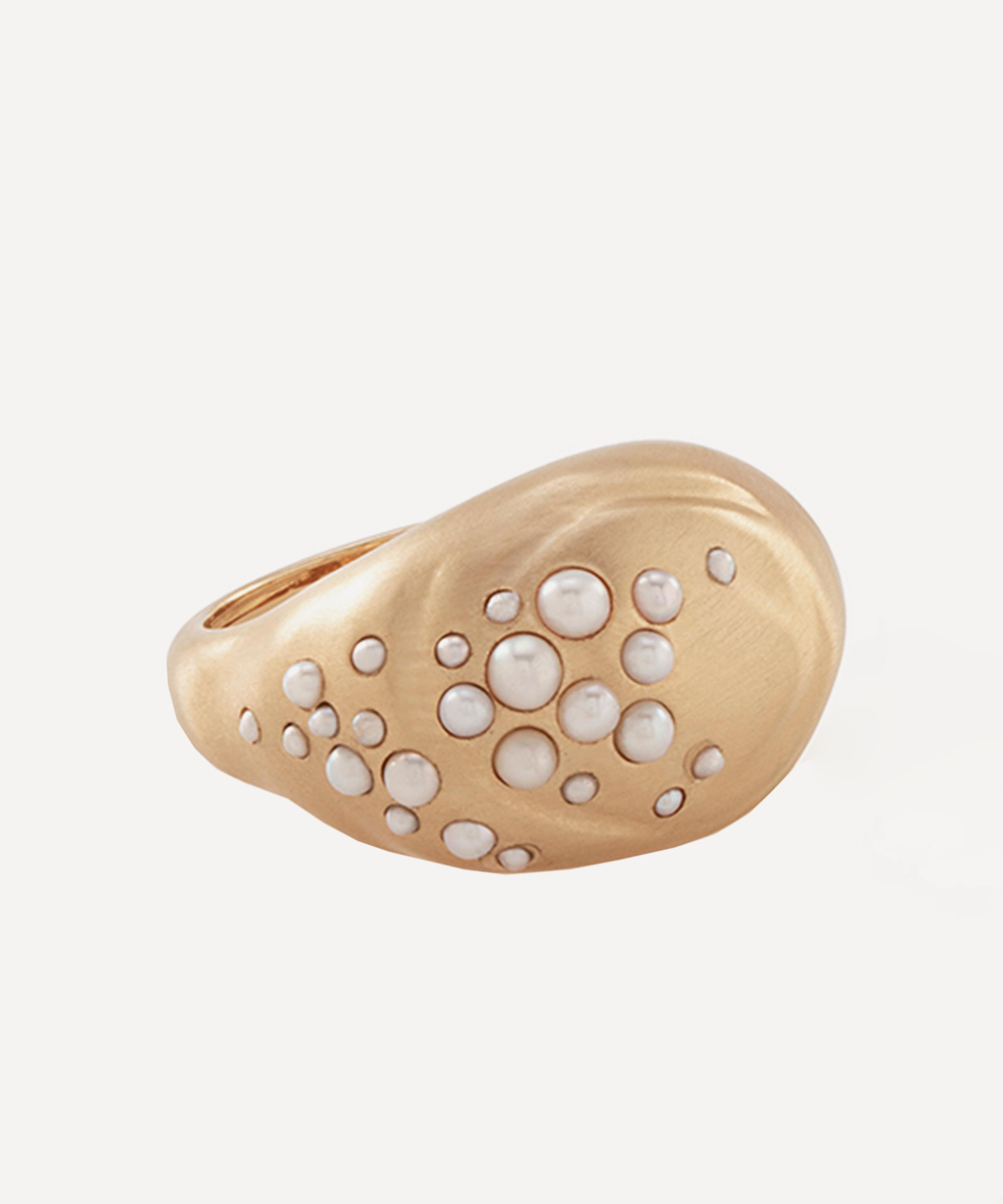 Nada Ghazal - 18ct Gold Drop Pearl Oval Ring image number 2