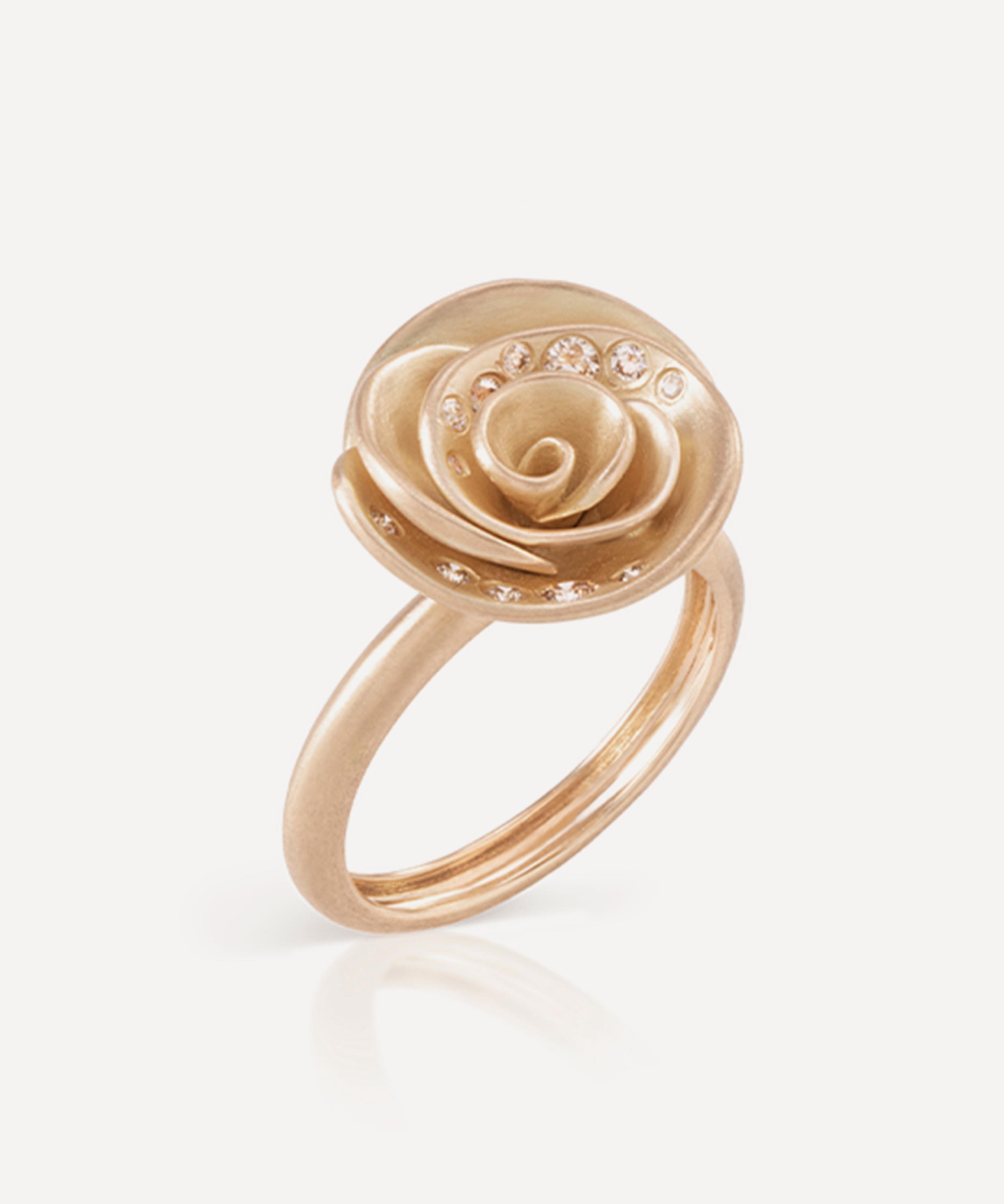 Nada Ghazal - 18ct Gold Rose Mini Ring image number 0