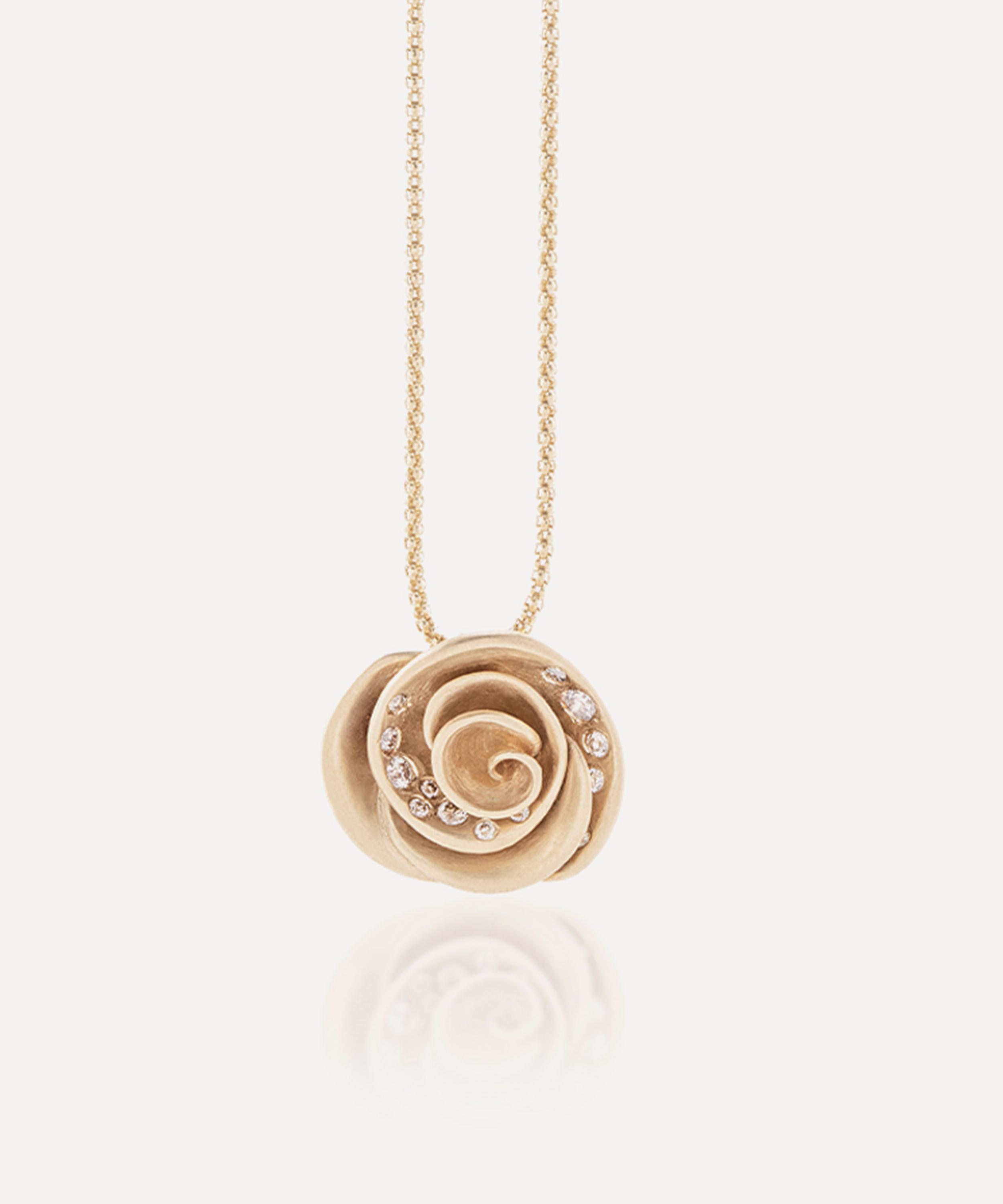 Nada Ghazal - 18ct Gold Rose Mini Pendant Necklace image number 0