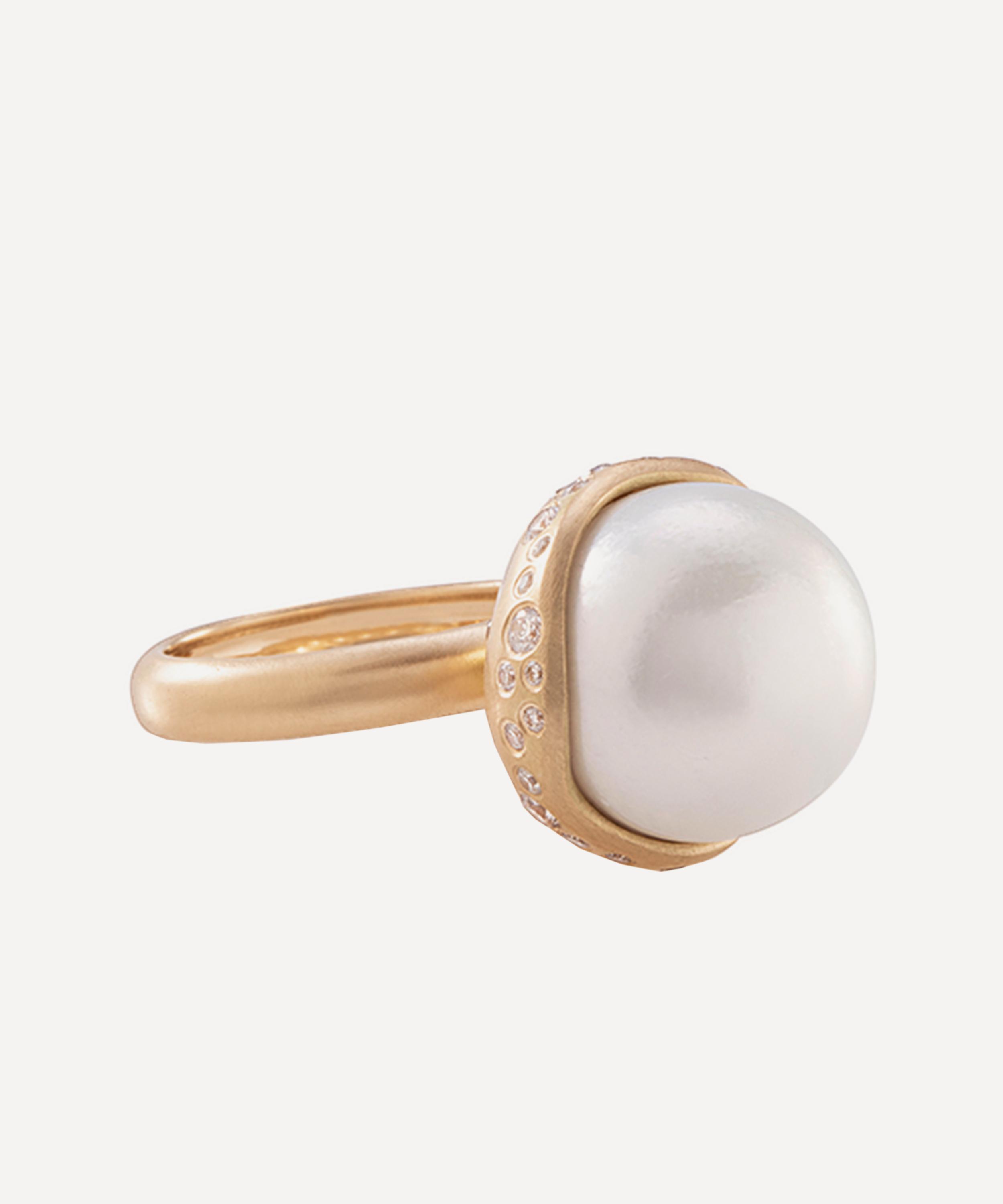 Nada Ghazal - 18ct Gold Pop Shine Mini Pearl Ring image number 2