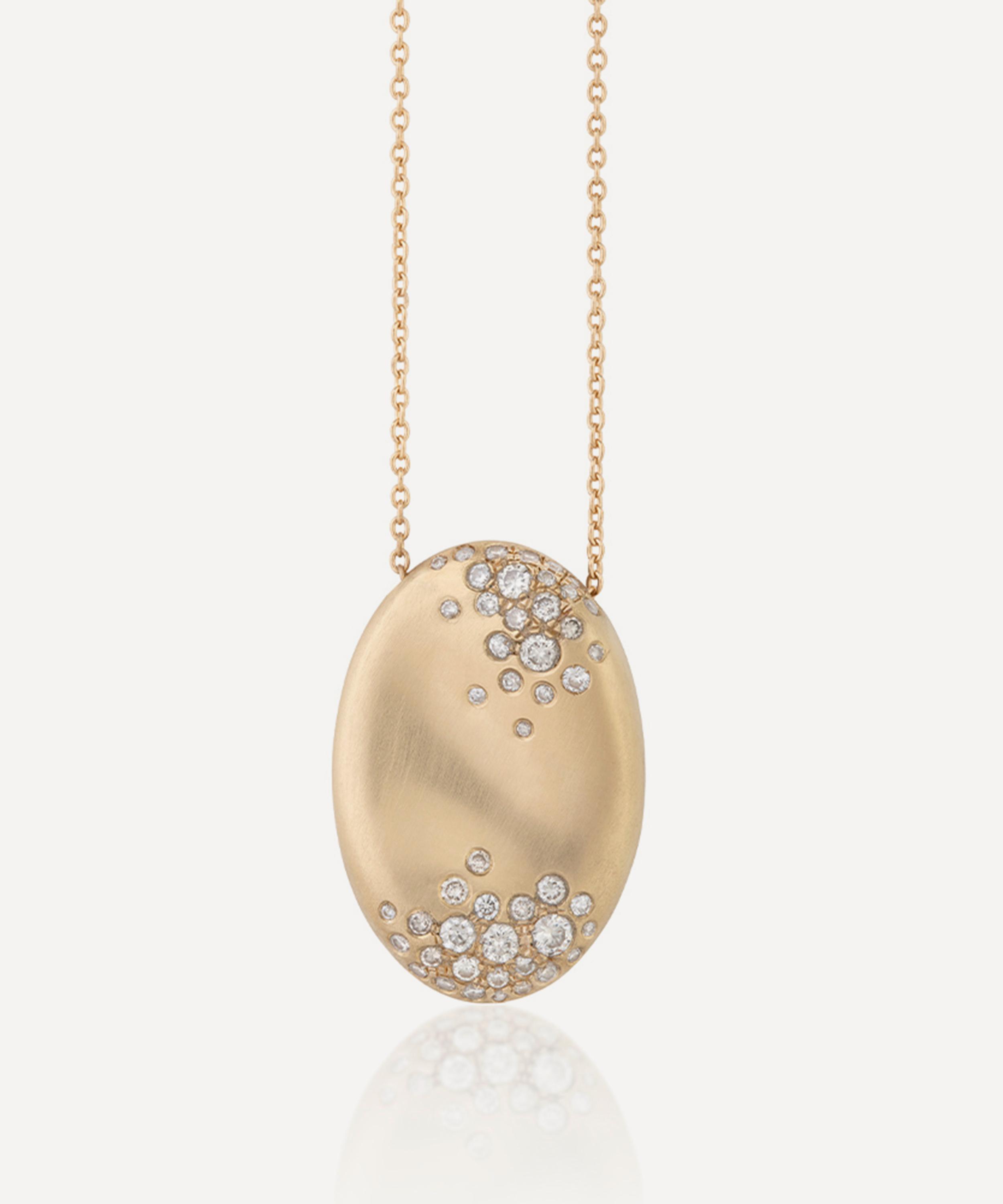 Nada Ghazal - 18ct Gold My Muse Storm Winter Oval Pendant Necklace image number 0