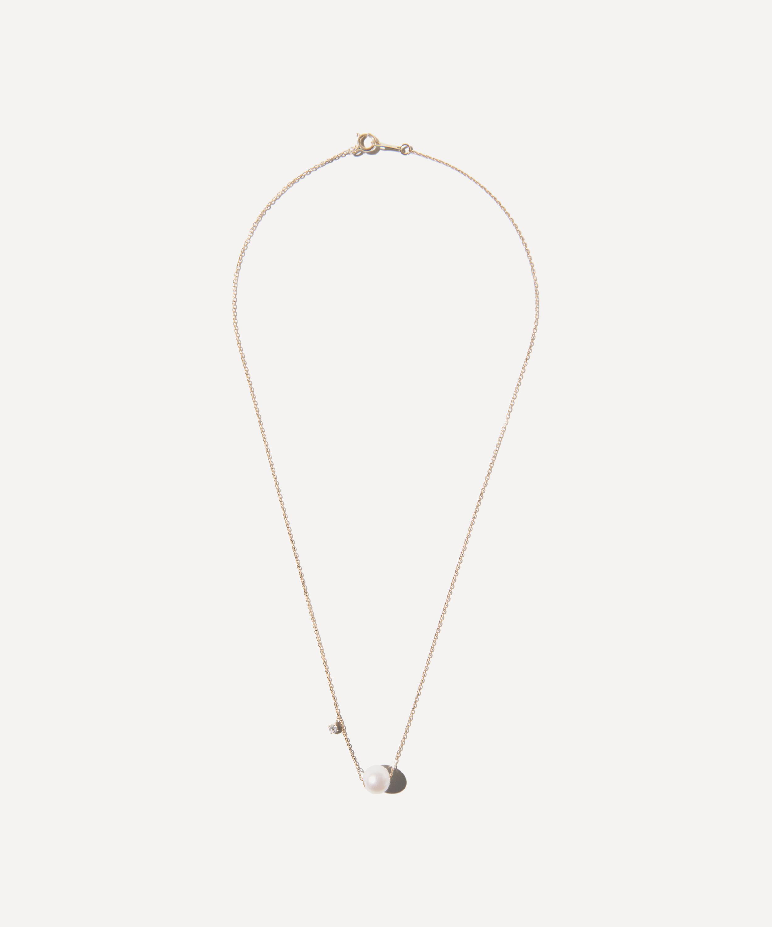 Mizuki - 14ct Gold Diamond and Pearl Necklace