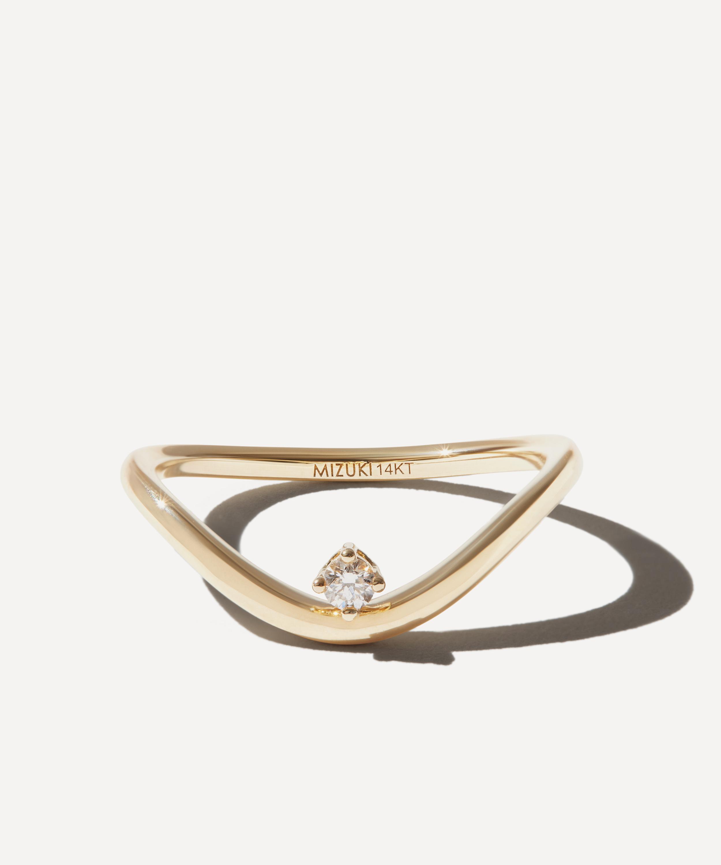 Mizuki - 14ct Gold Diamond Curve Ring