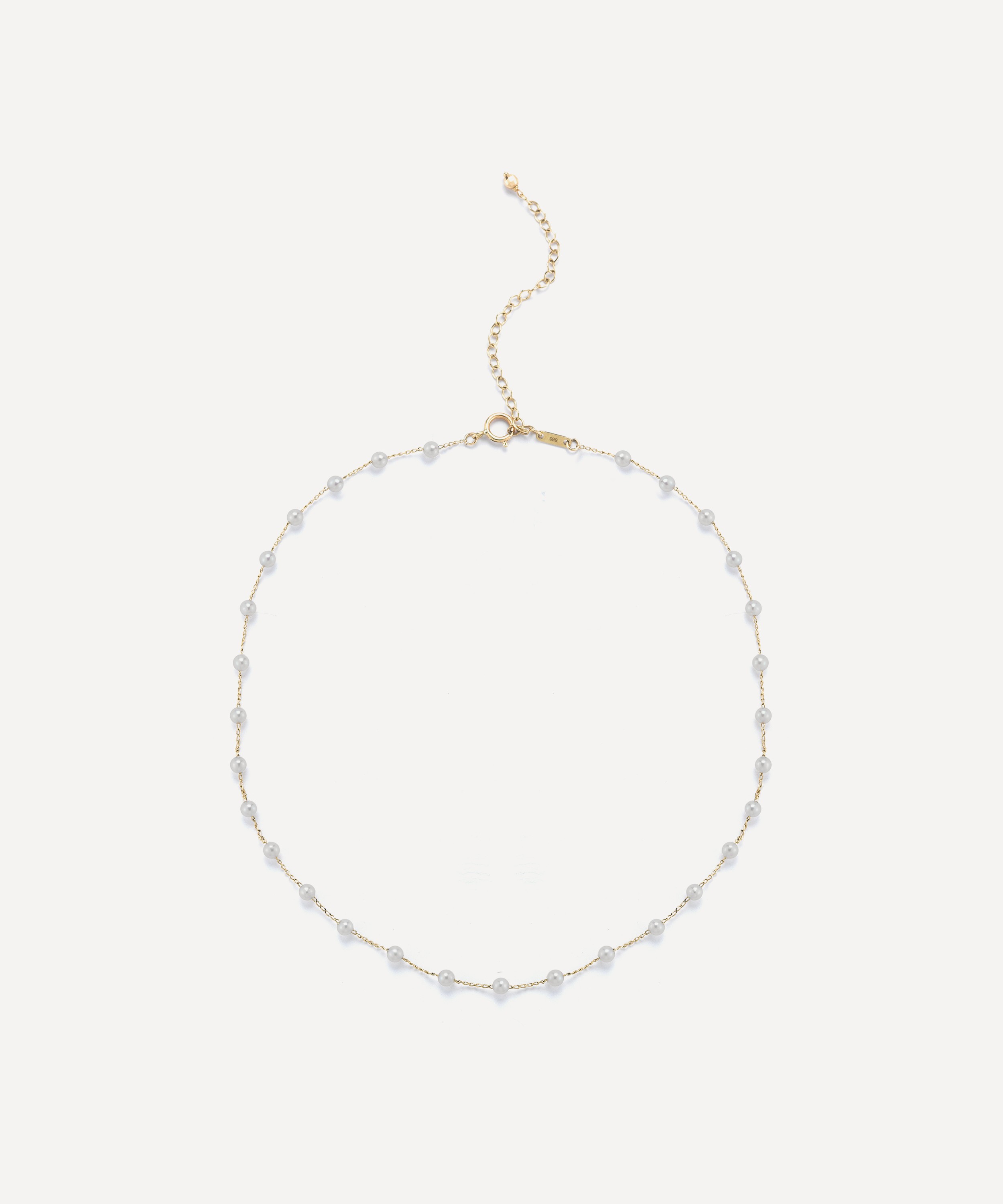 Mizuki - 14ct Gold Floating Pearl Choker Necklace