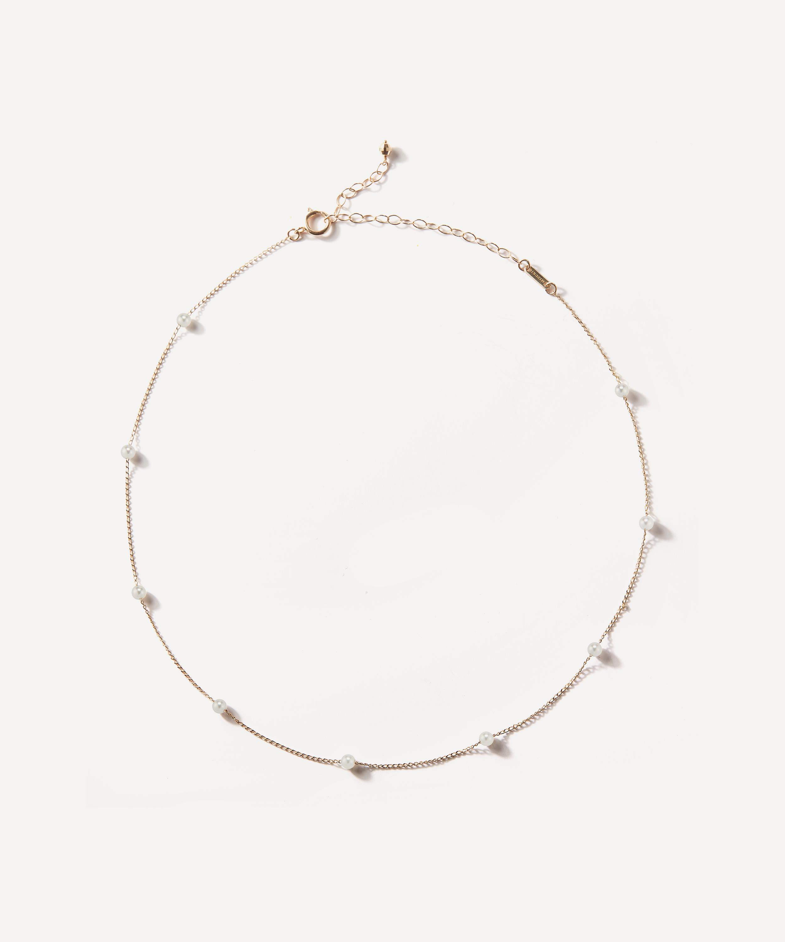 Mizuki 14ct Gold Floating Pearl Choker Necklace | Liberty
