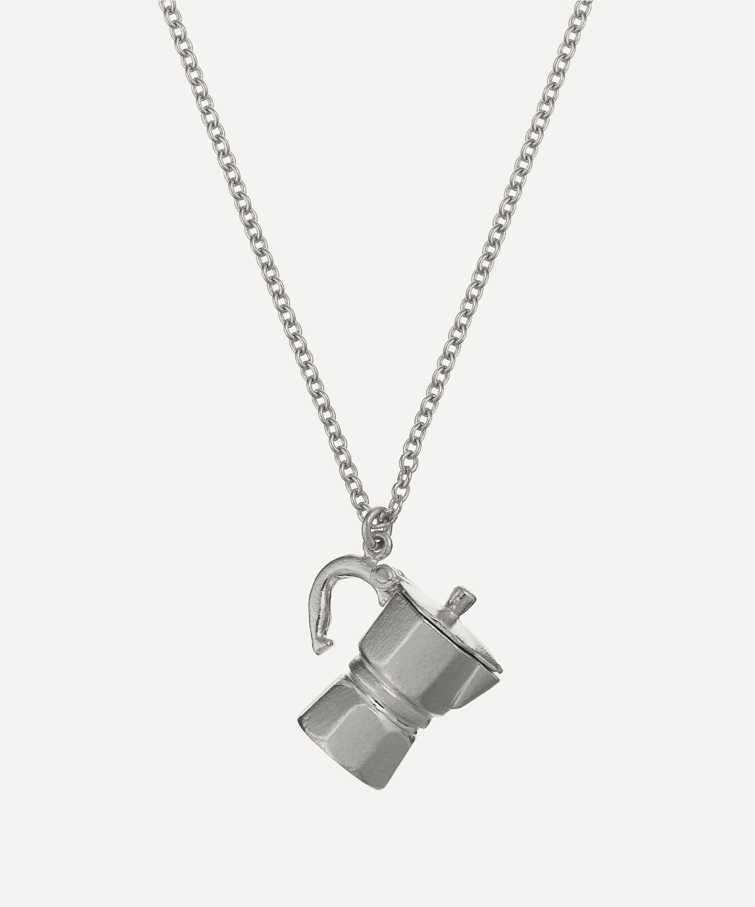 Alex Monroe - Sterling Silver Opening Moka Coffee Pot Pendant Necklace image number 0