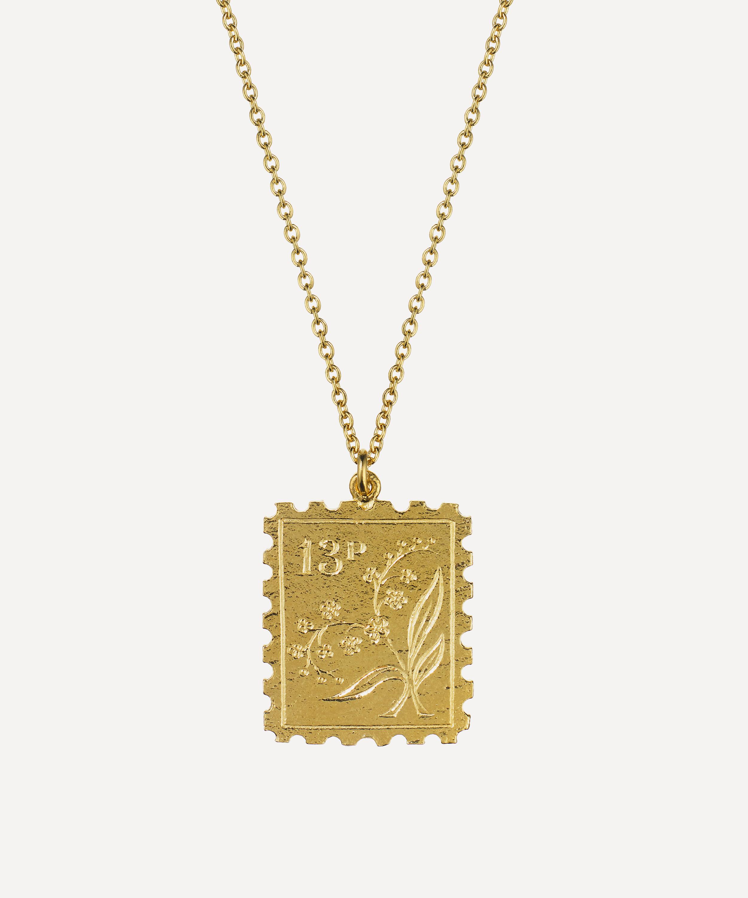 Alex Monroe - 22ct Gold-Plated Floral Stamp Pendant Necklace image number 0