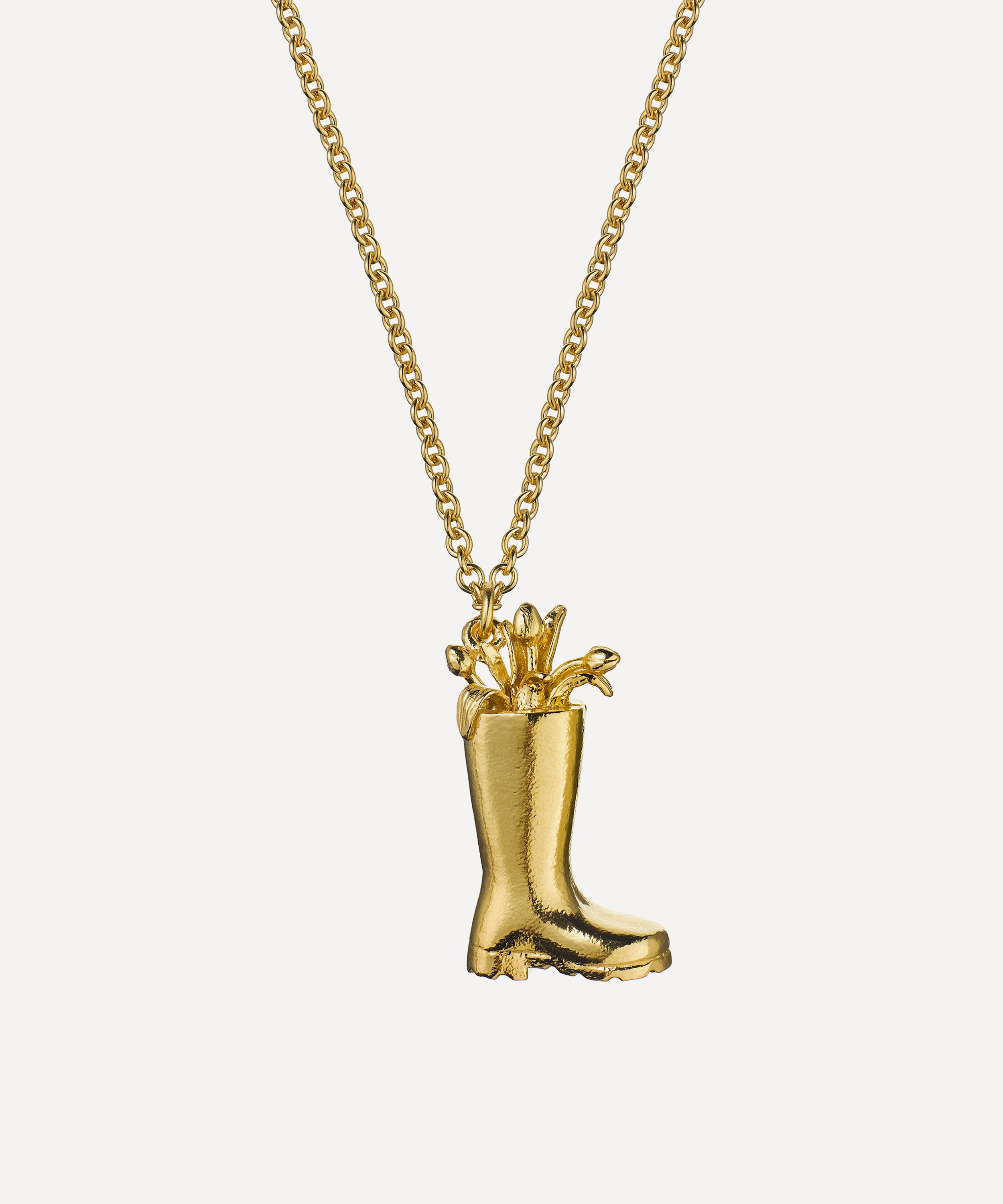 Alex Monroe - 22ct Gold-Plated Tulip Filled Wellington Boot Pendant Necklace image number 0