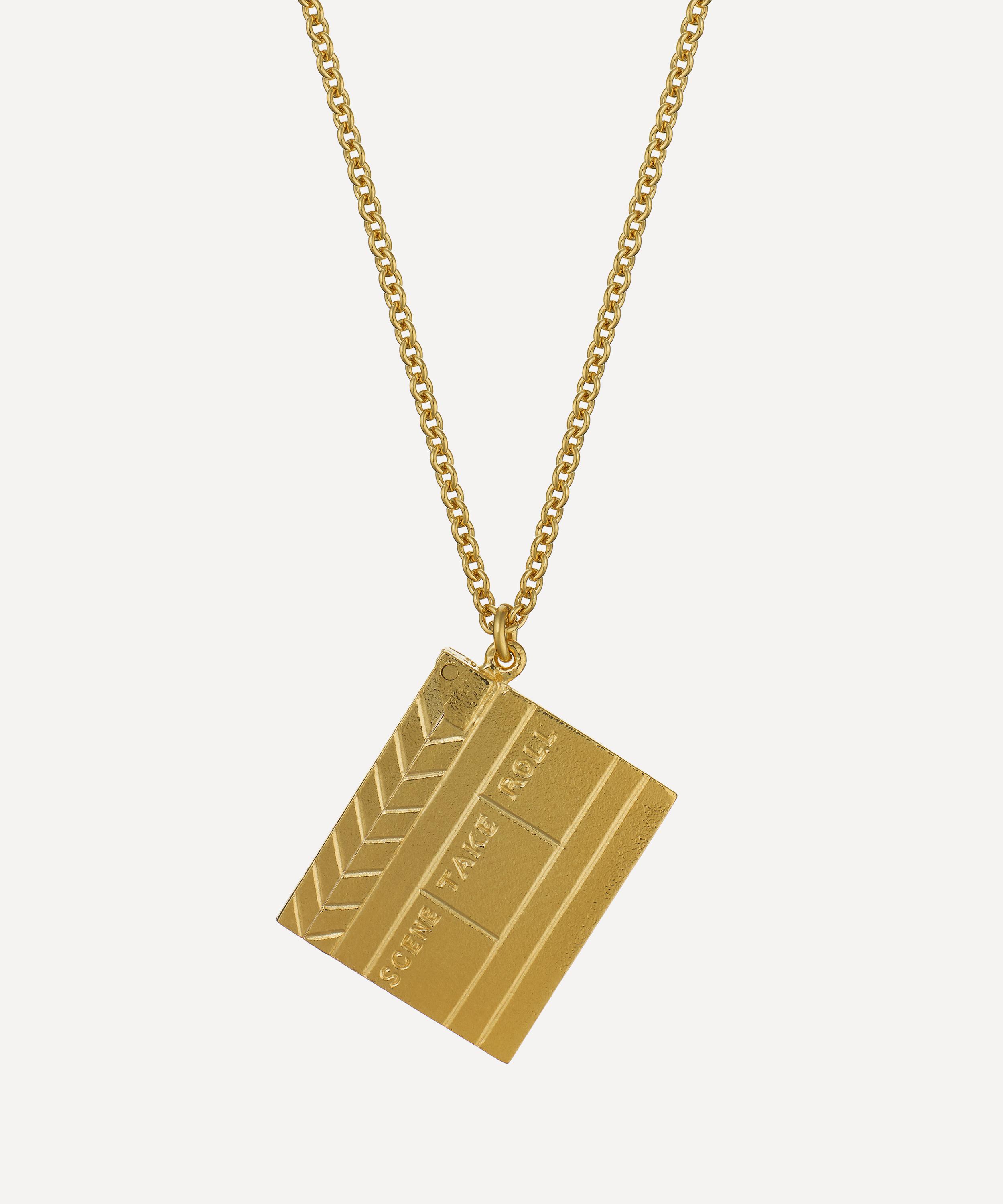 Alex Monroe - 22ct Gold-Plated Going to the Movie Clapperboard Pendant Necklace image number 0