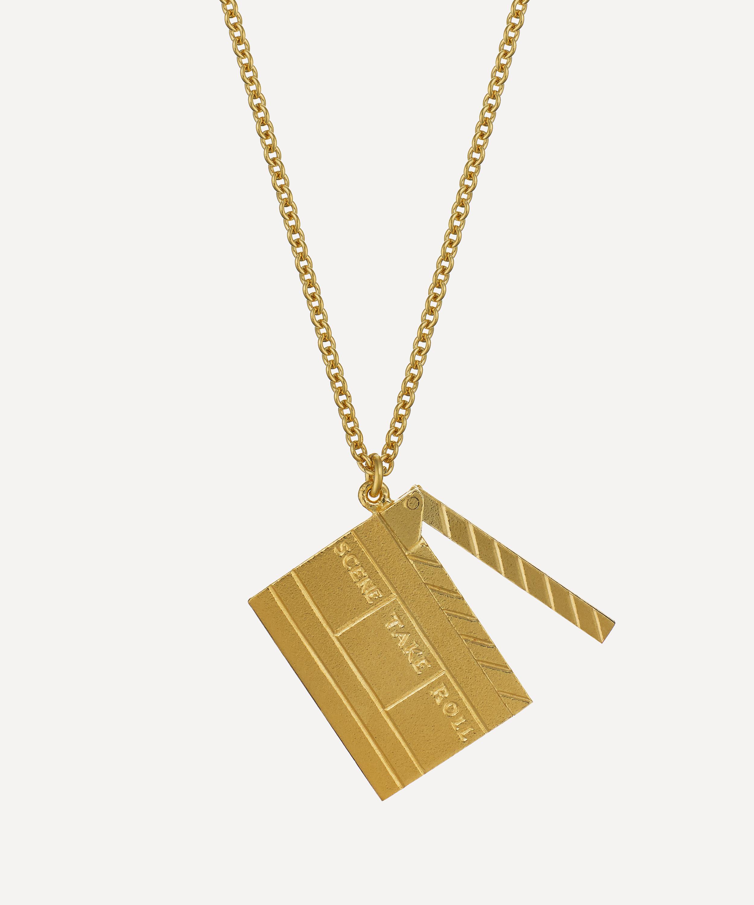 Alex Monroe - 22ct Gold-Plated Going to the Movie Clapperboard Pendant Necklace image number 1