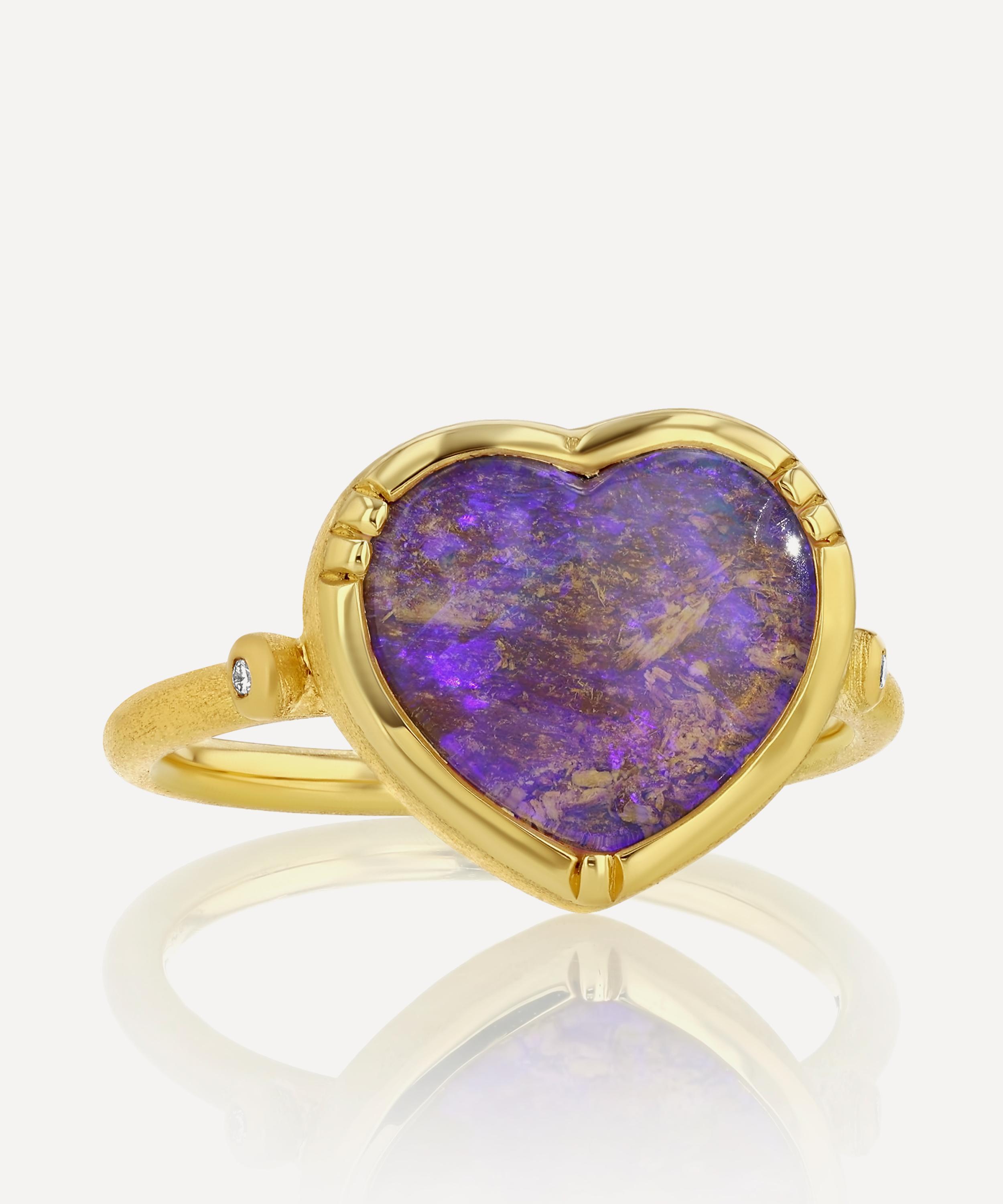 Brooke Gregson - 18ct Gold Wood Opal Heart Ring image number 0