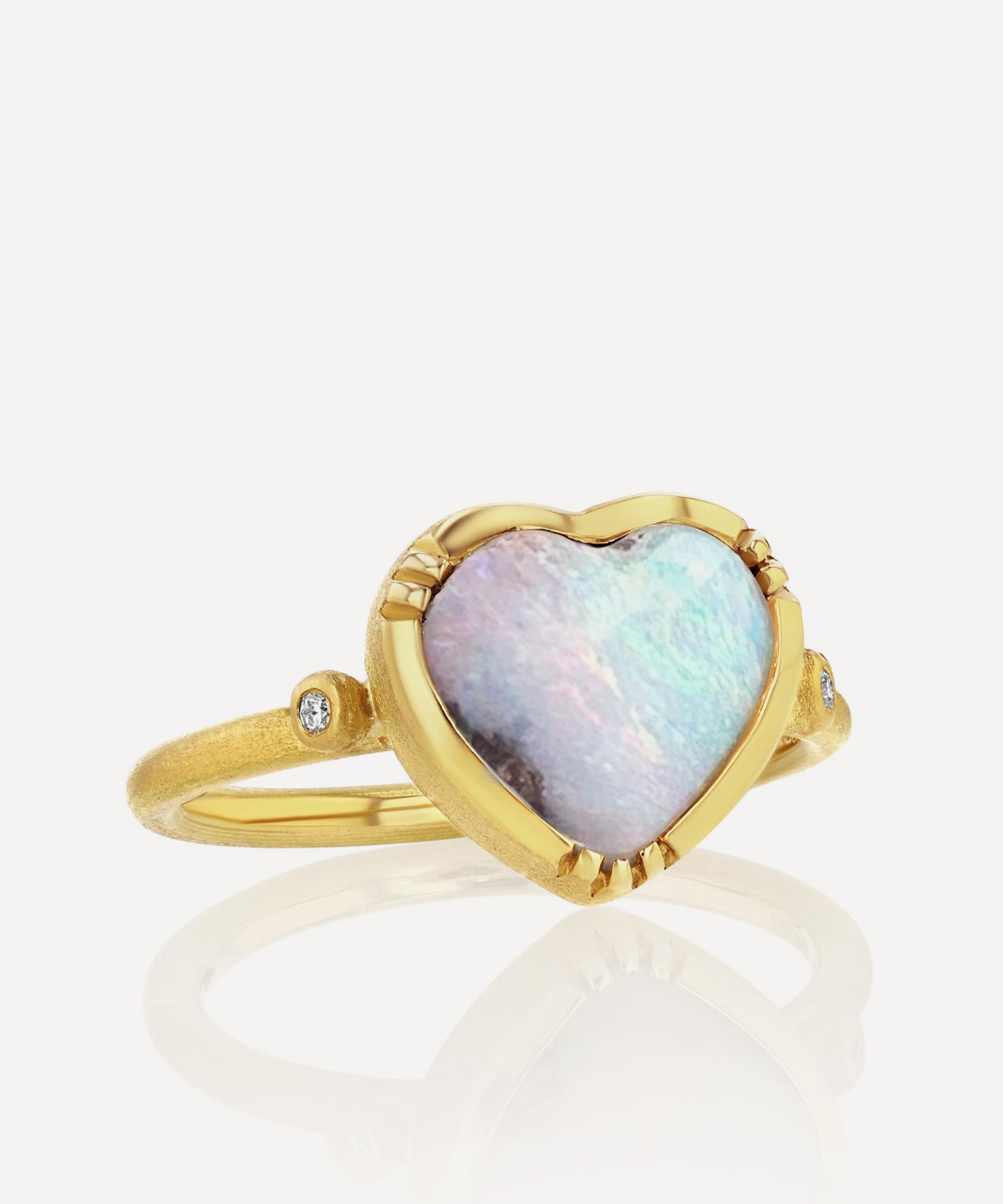 Brooke Gregson - 18ct Gold Boulder Opal Heart Ring image number 0