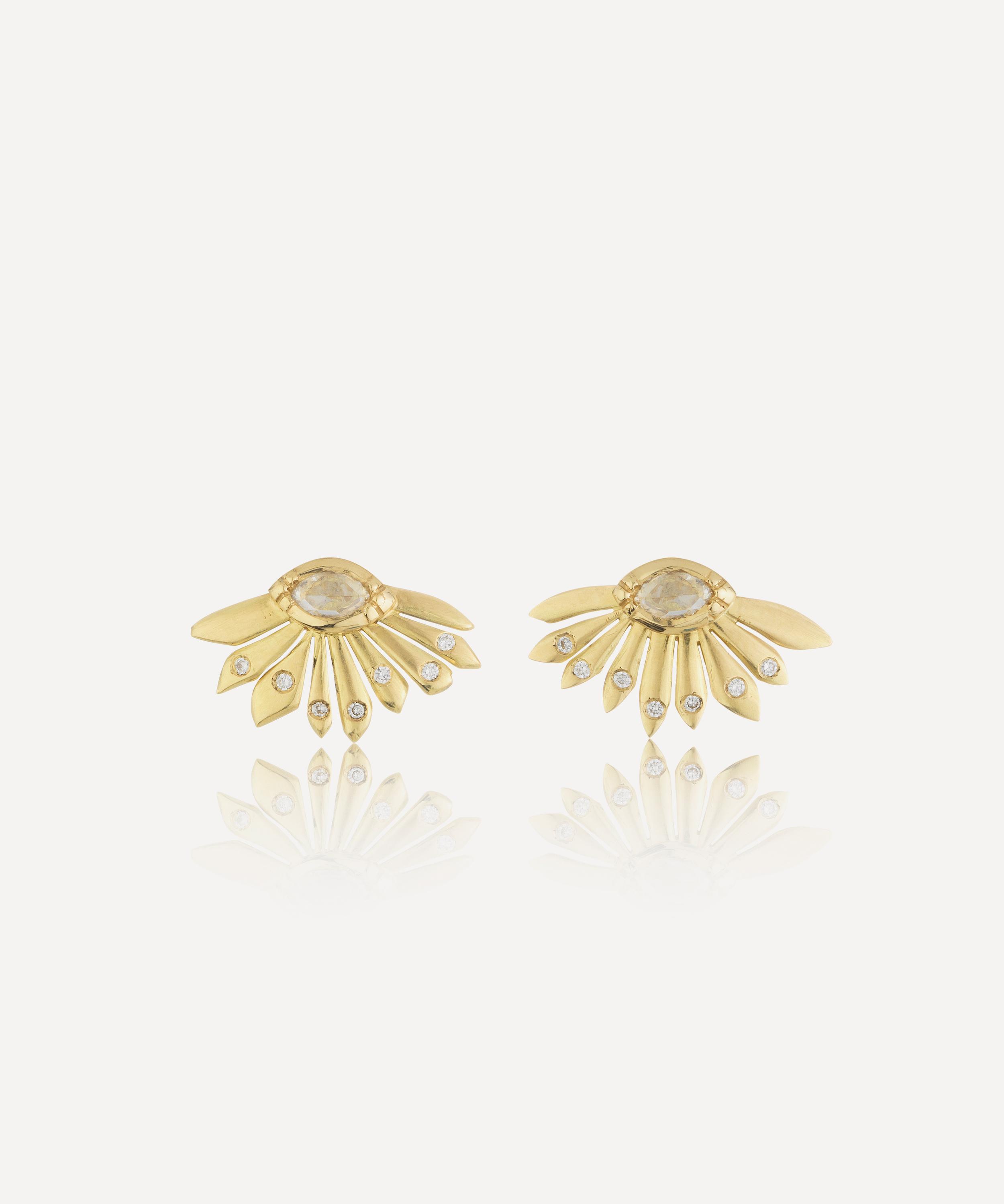 Brooke Gregson - 18ct Gold Daisy Dewdrop Diamond Stud Earrings image number 0