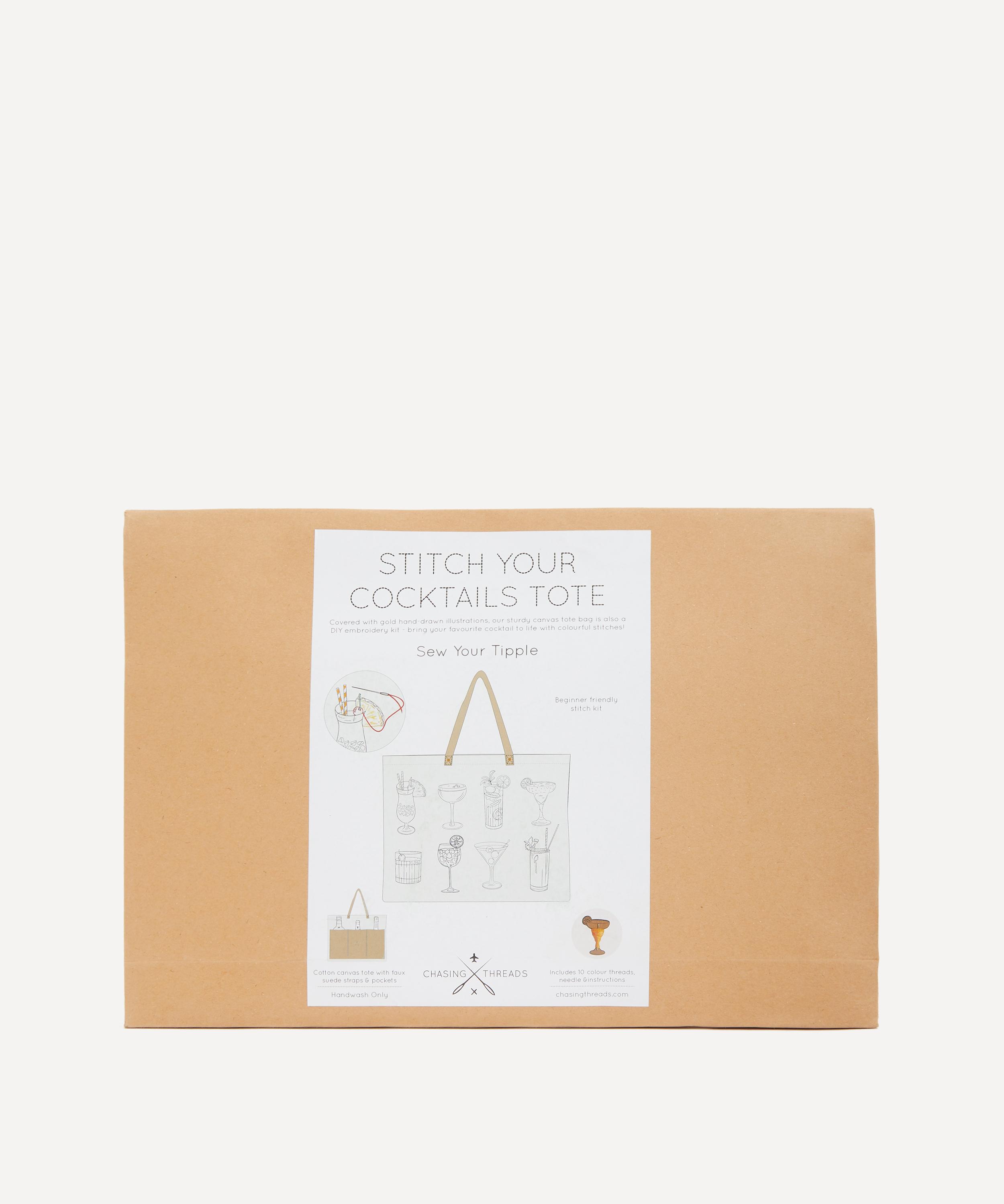 Chasing Threads - Stitch Your Cocktails Tote Bag Embroidery Kit image number 0