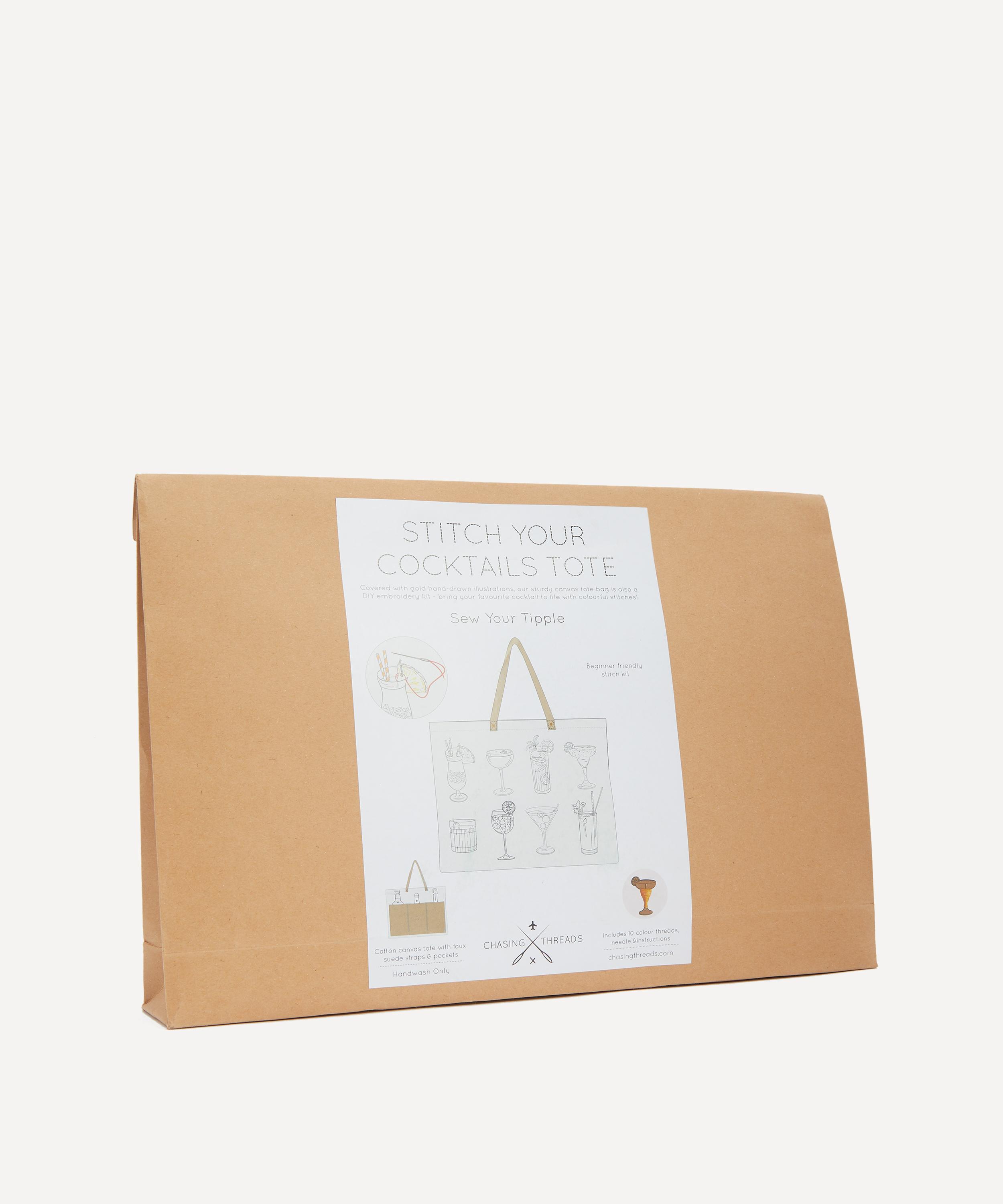 Chasing Threads - Stitch Your Cocktails Tote Bag Embroidery Kit image number 1
