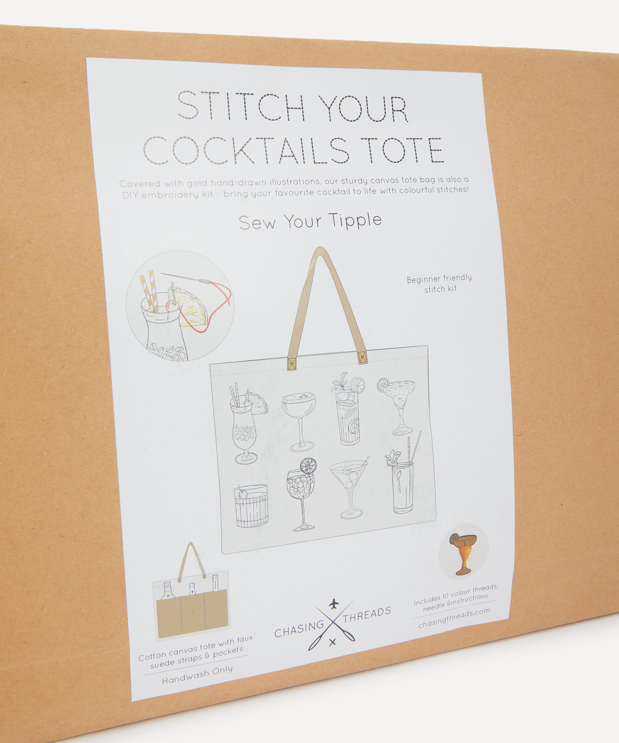 Chasing Threads - Stitch Your Cocktails Tote Bag Embroidery Kit image number 2