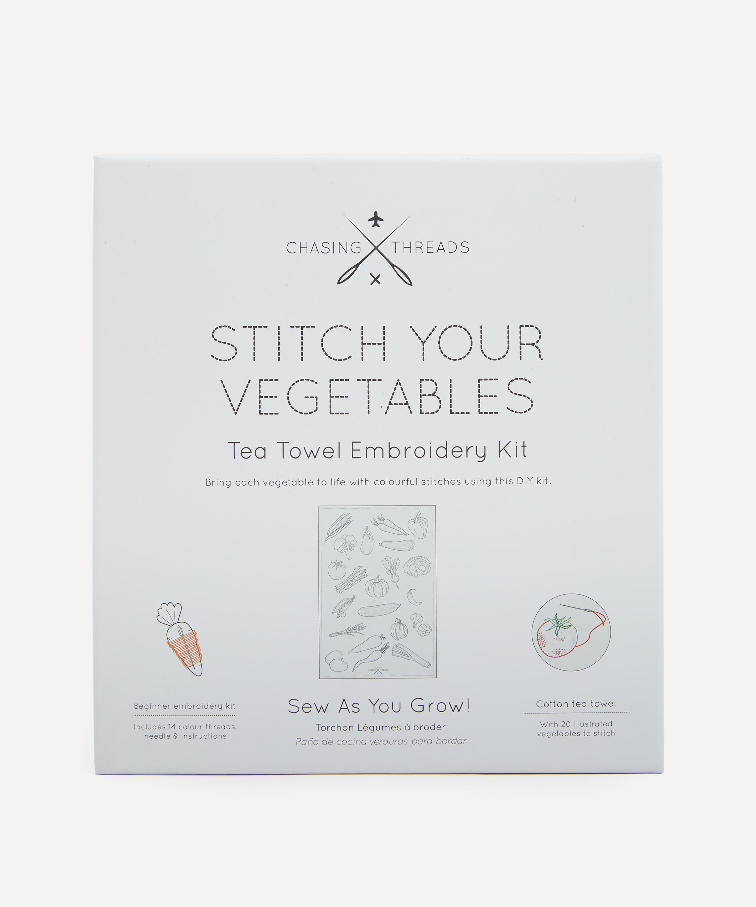 Chasing Threads - Stitch Your Vegetables Tea Towel Embroidery Kit image number 0