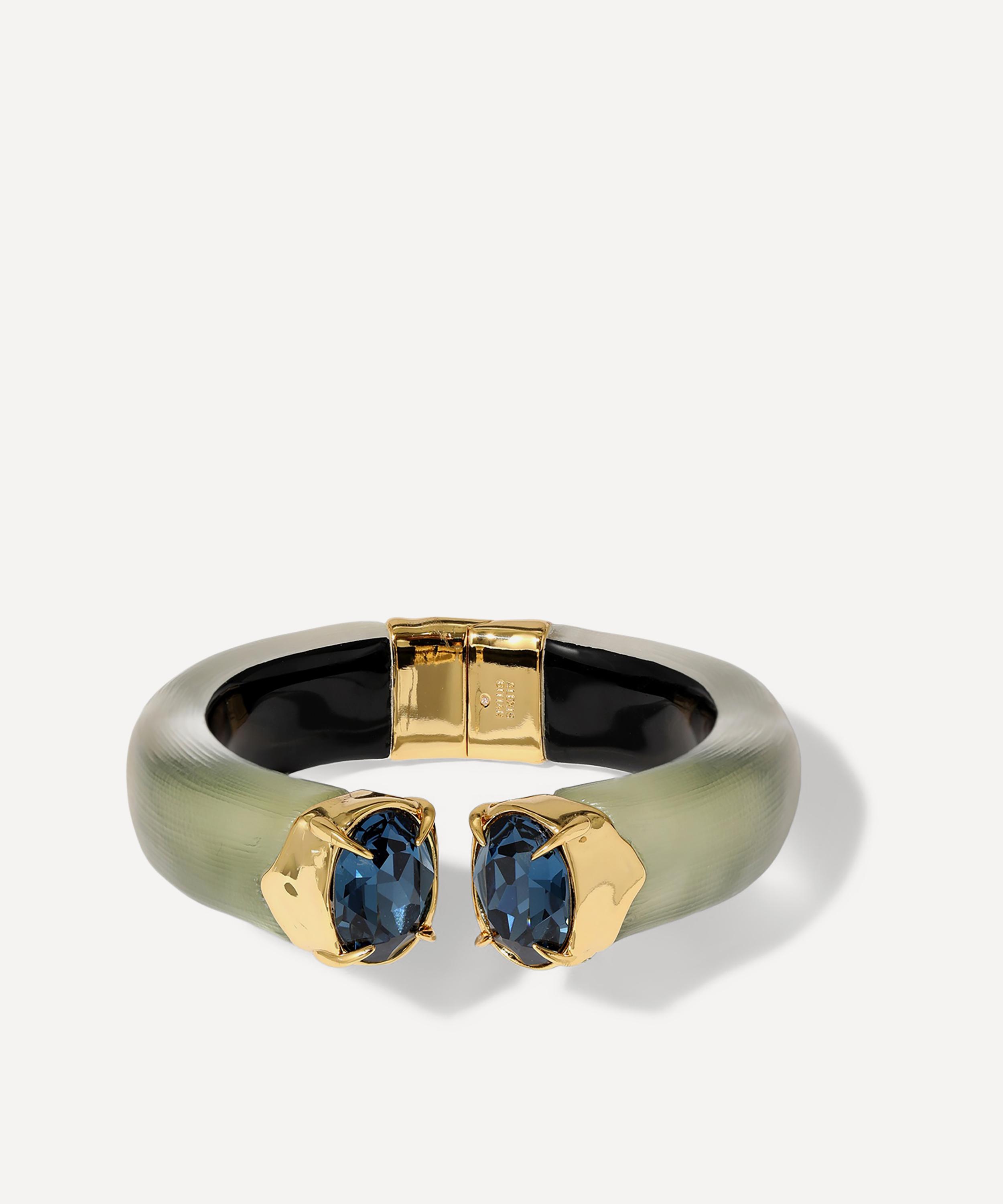 Alexis Bittar - 14ct Gold-Plated Bonbon Crystal Sage Lucite Hinge Bracelet image number 0