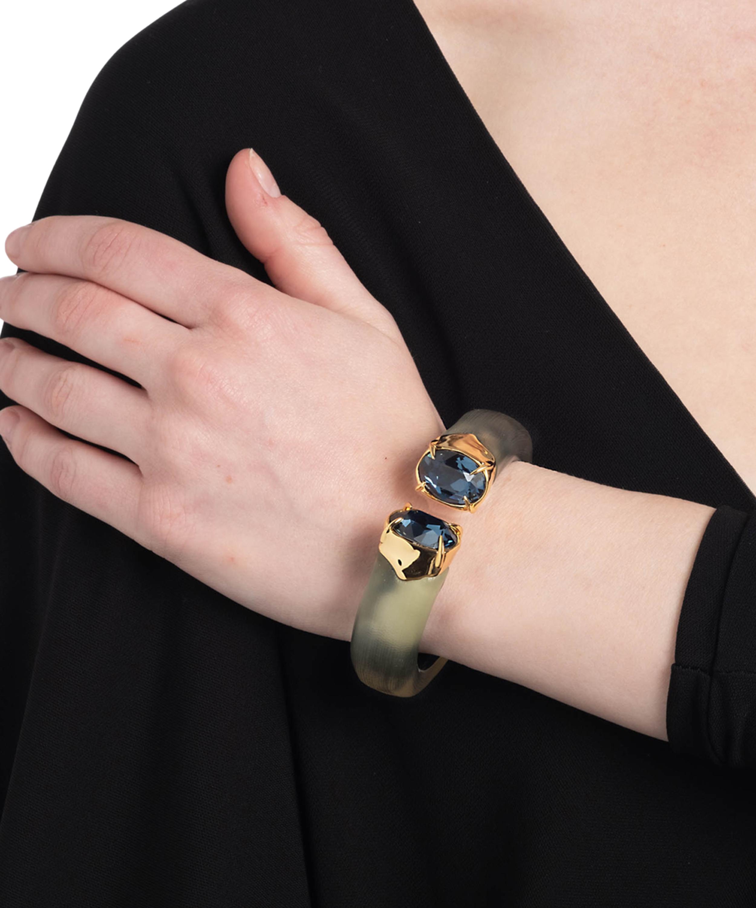 Alexis Bittar - 14ct Gold-Plated Bonbon Crystal Sage Lucite Hinge Bracelet image number 1