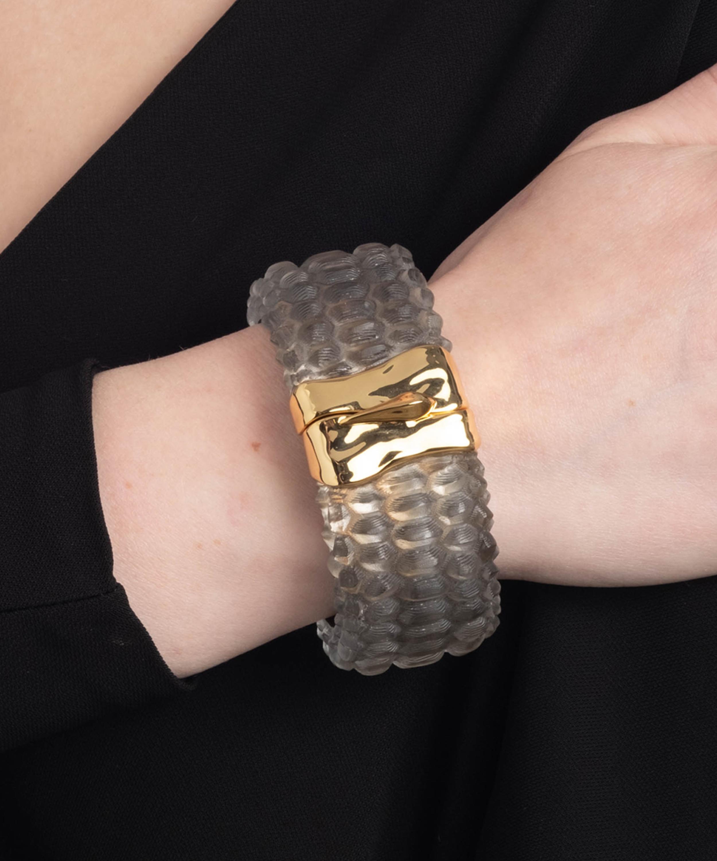 Alexis Bittar - 14ct Gold-Plated Serpent Lucite Wide Hinge Bracelet image number 1