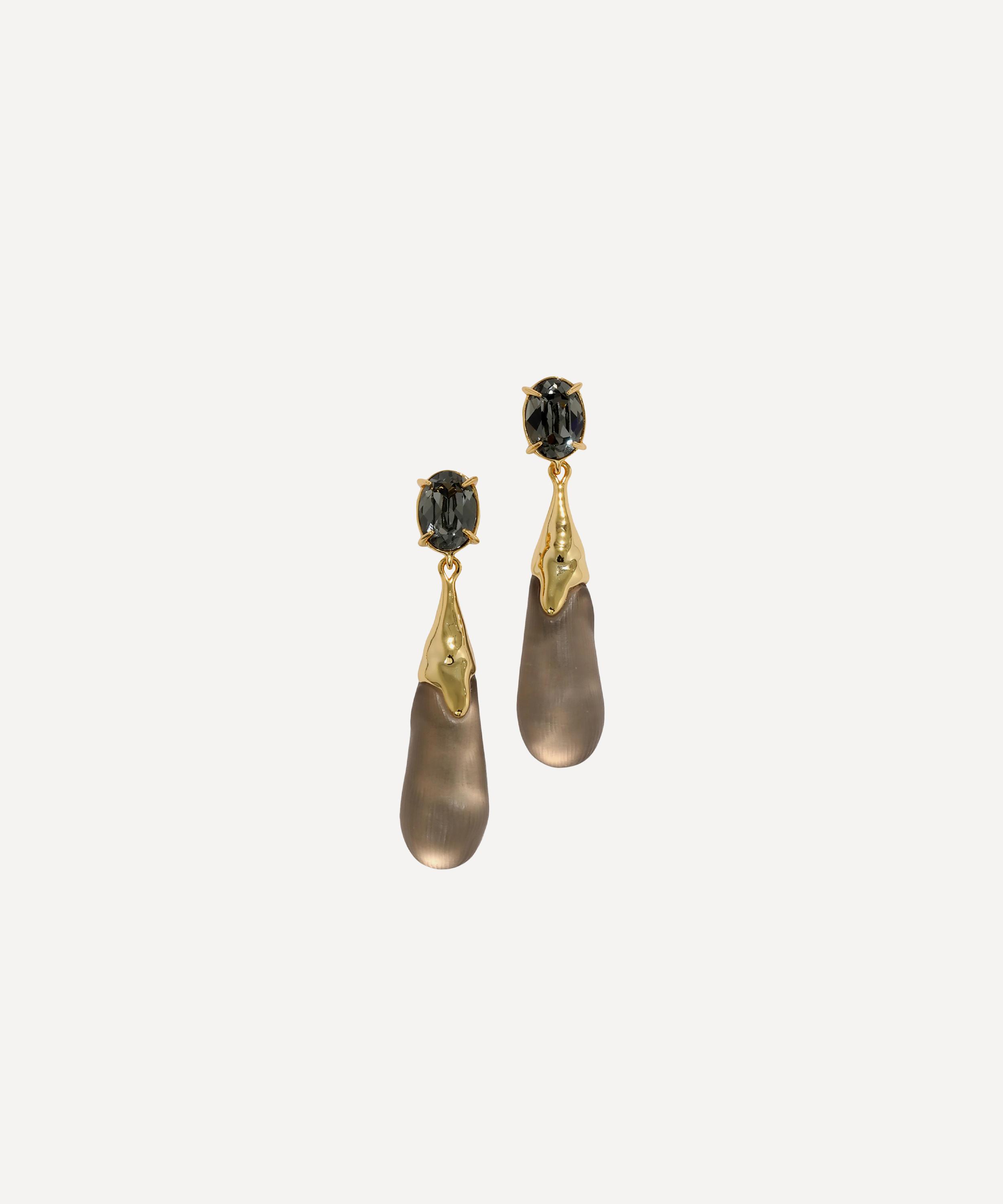 Alexis Bittar - 14ct Gold-Plated Bonbon Chocolate Crystal Large Teardrop Earrings image number 0