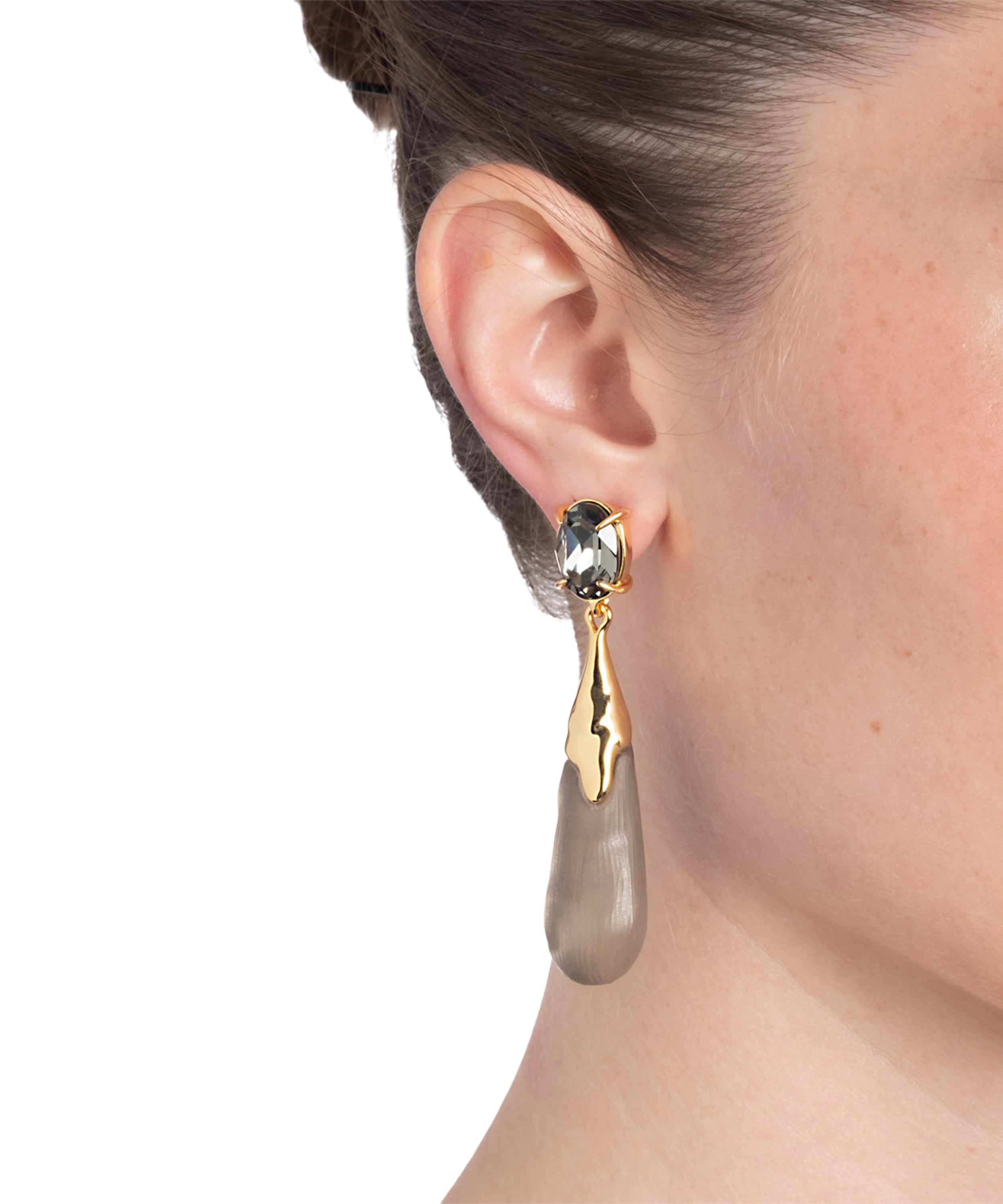 Alexis Bittar - 14ct Gold-Plated Bonbon Chocolate Crystal Large Teardrop Earrings image number 1