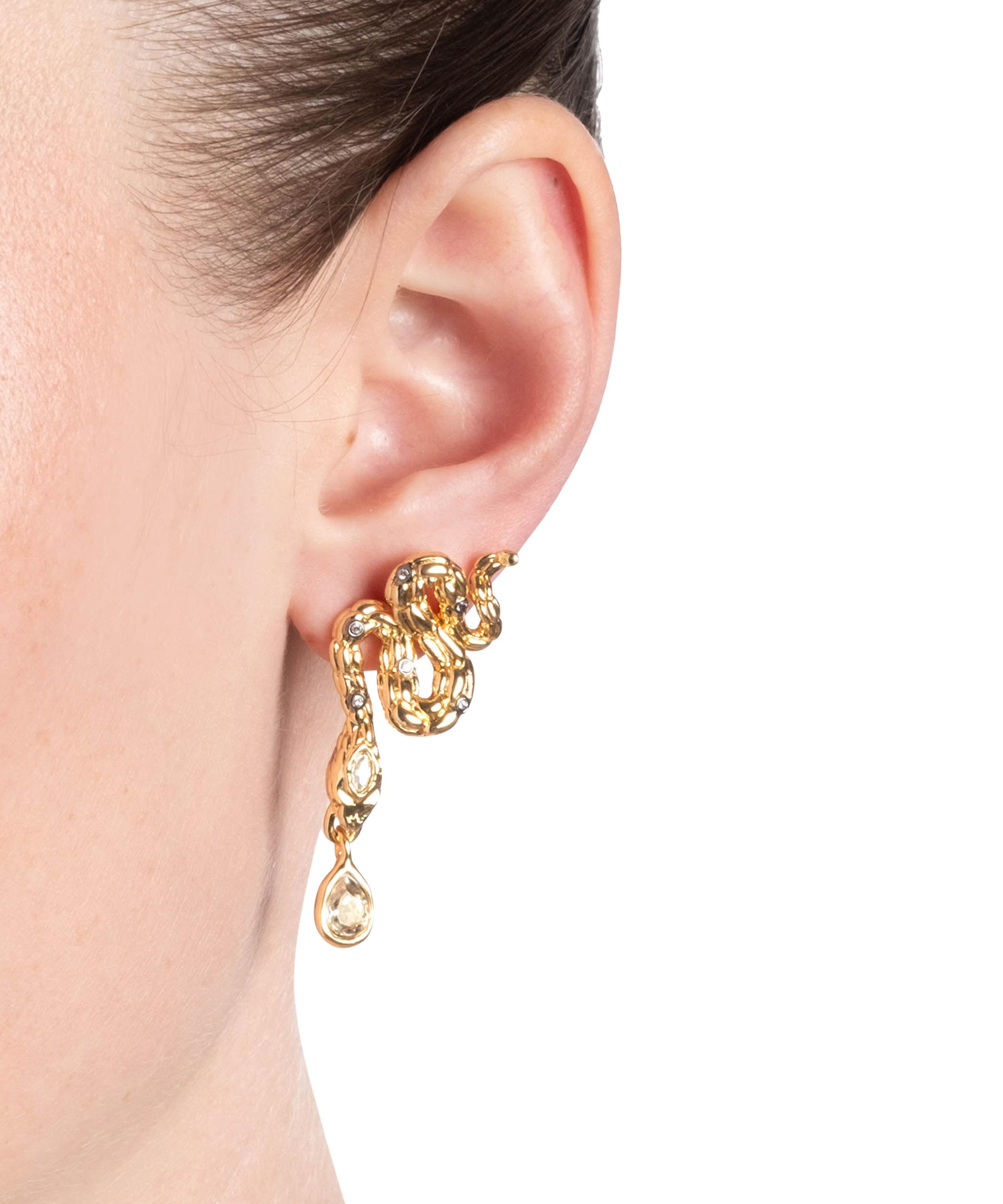 Alexis Bittar - 14ct Gold-Plated Serpent Crystal Drop Earrings image number 1