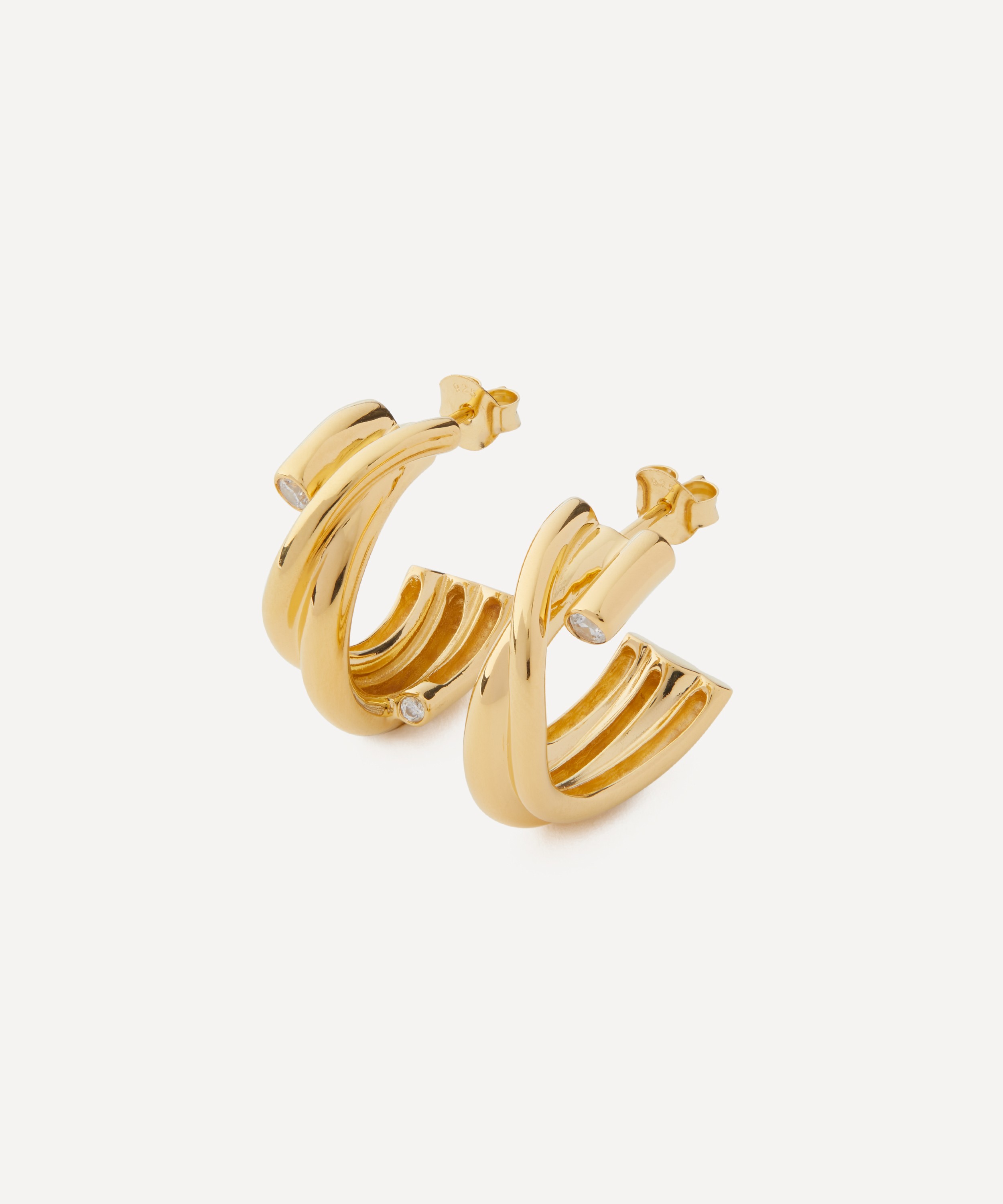 Completedworks - 18ct Gold-Plated Vermeil Silver Zirconia Hoop Earrings image number 0