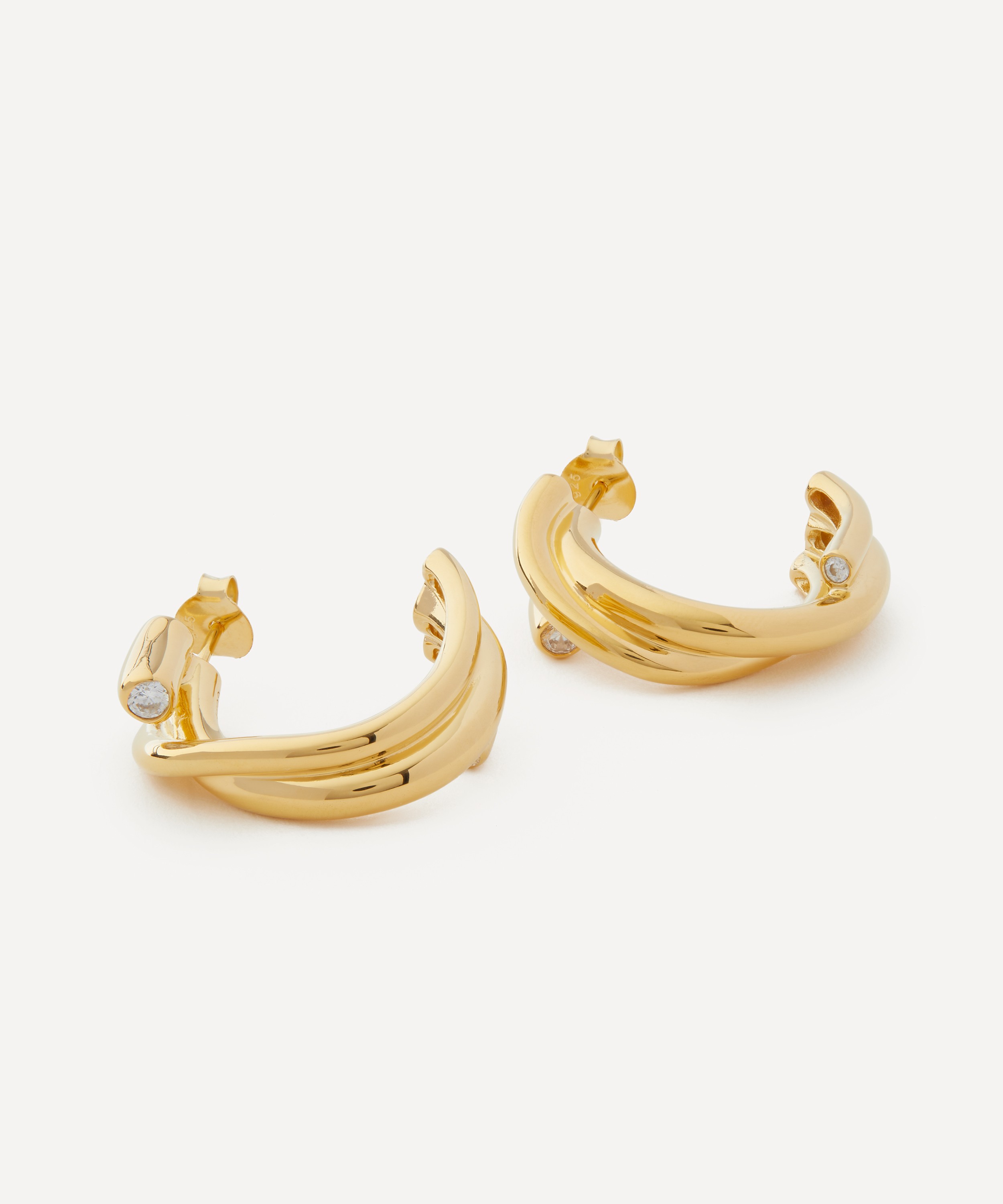 Completedworks - 18ct Gold-Plated Vermeil Silver Zirconia Hoop Earrings image number 1