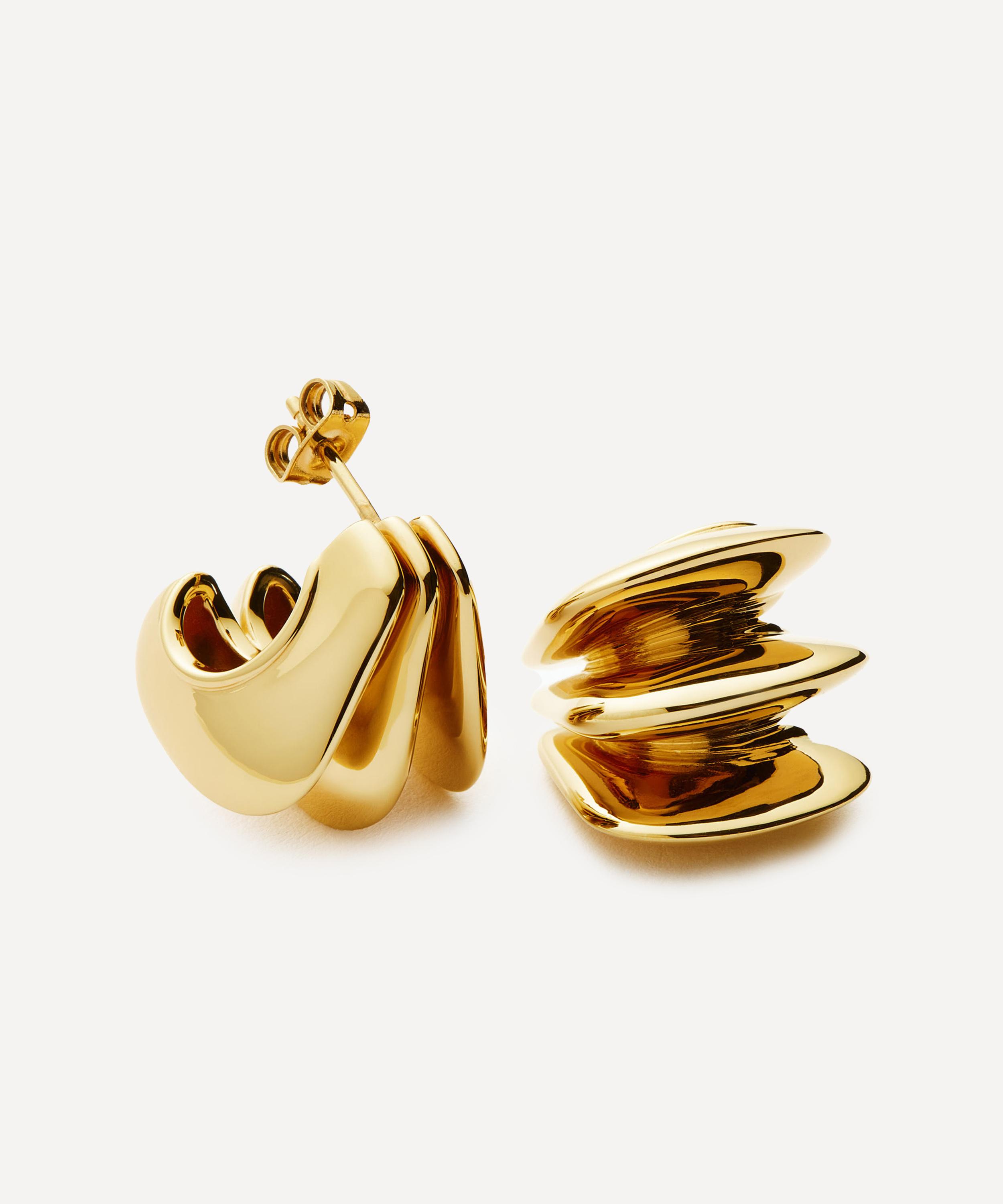 Missoma - 18ct Gold-Plated Hera Dome Triple Ridge Hoop Earrings&nbsp; image number 1