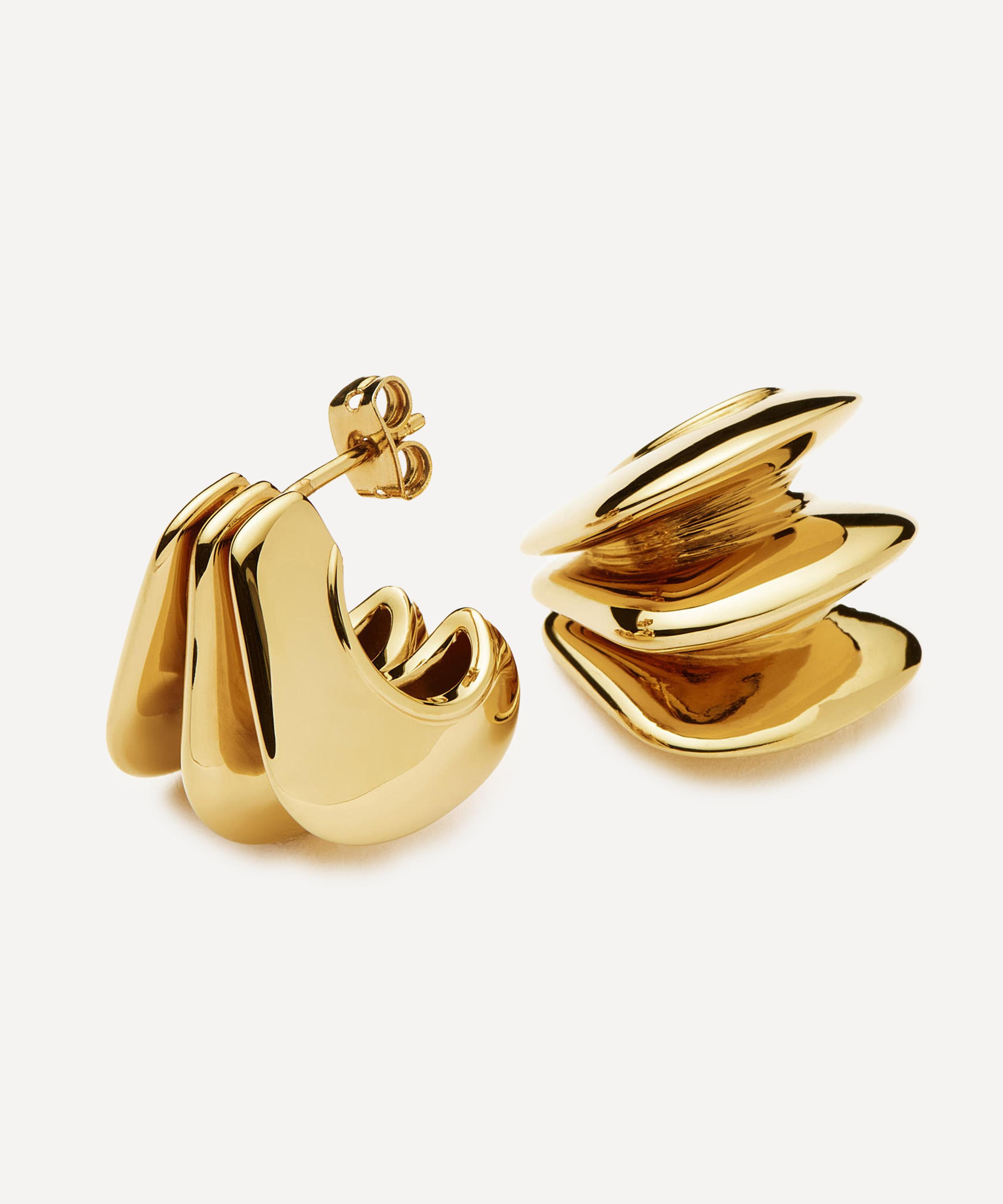 Missoma - 18ct Gold-Plated Hera Dome Triple Ridge Hoop Earrings&nbsp; image number 2