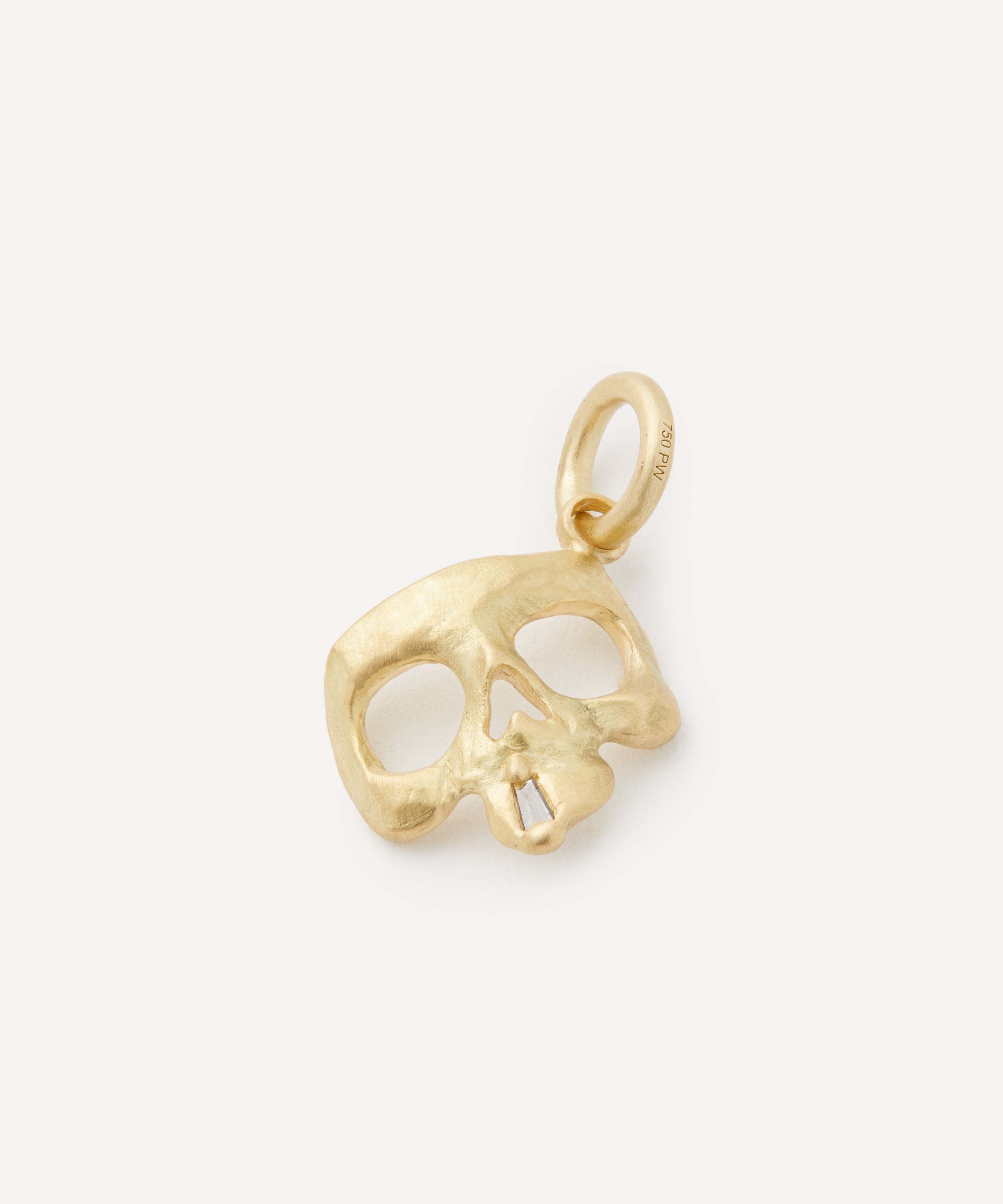 Polly Wales - 18ct Gold Diamond Snaggletooth Skull Charm image number 1