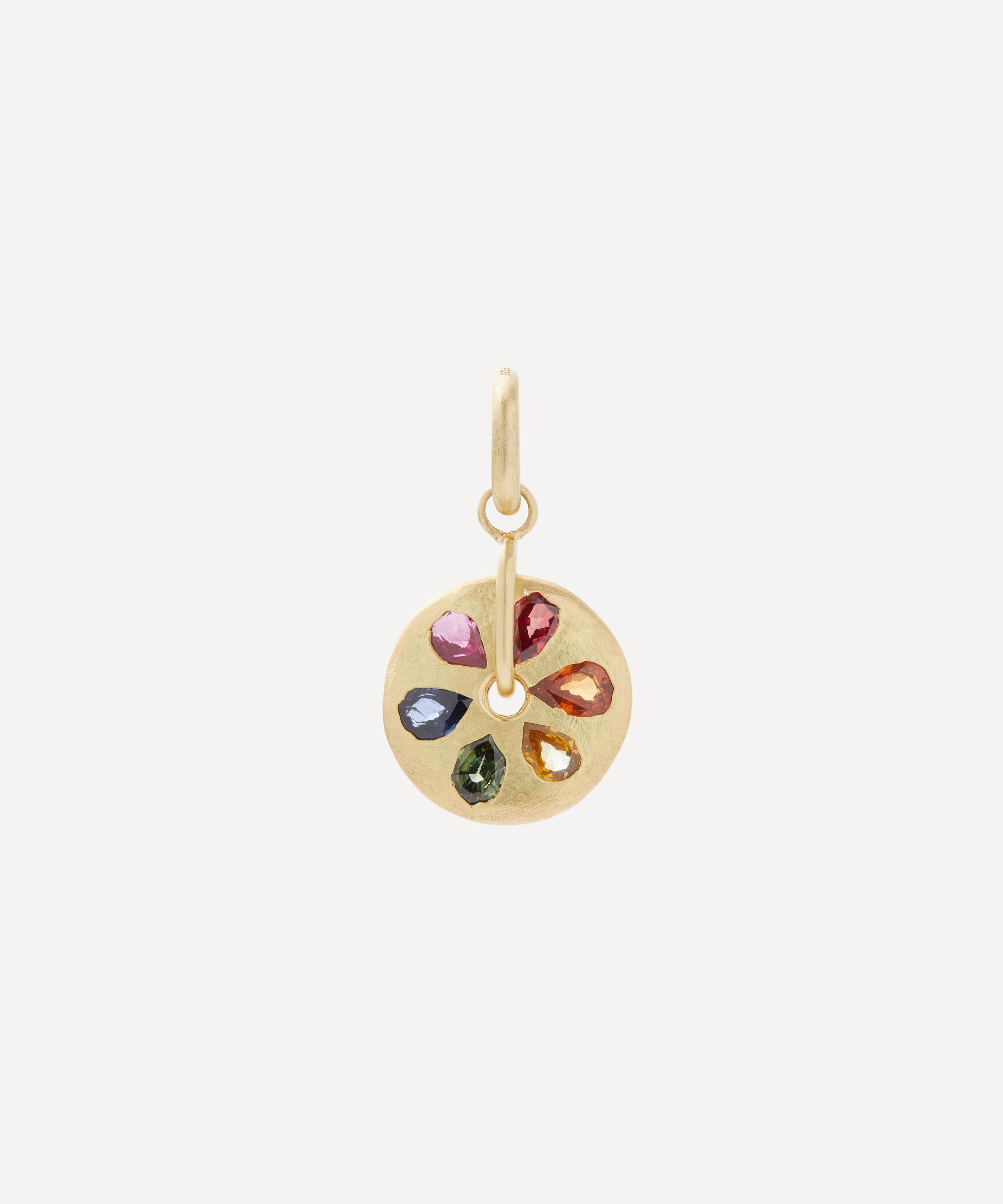 Polly Wales - 18ct Gold Rainbow Sand Dollar Spinner Charm image number 0