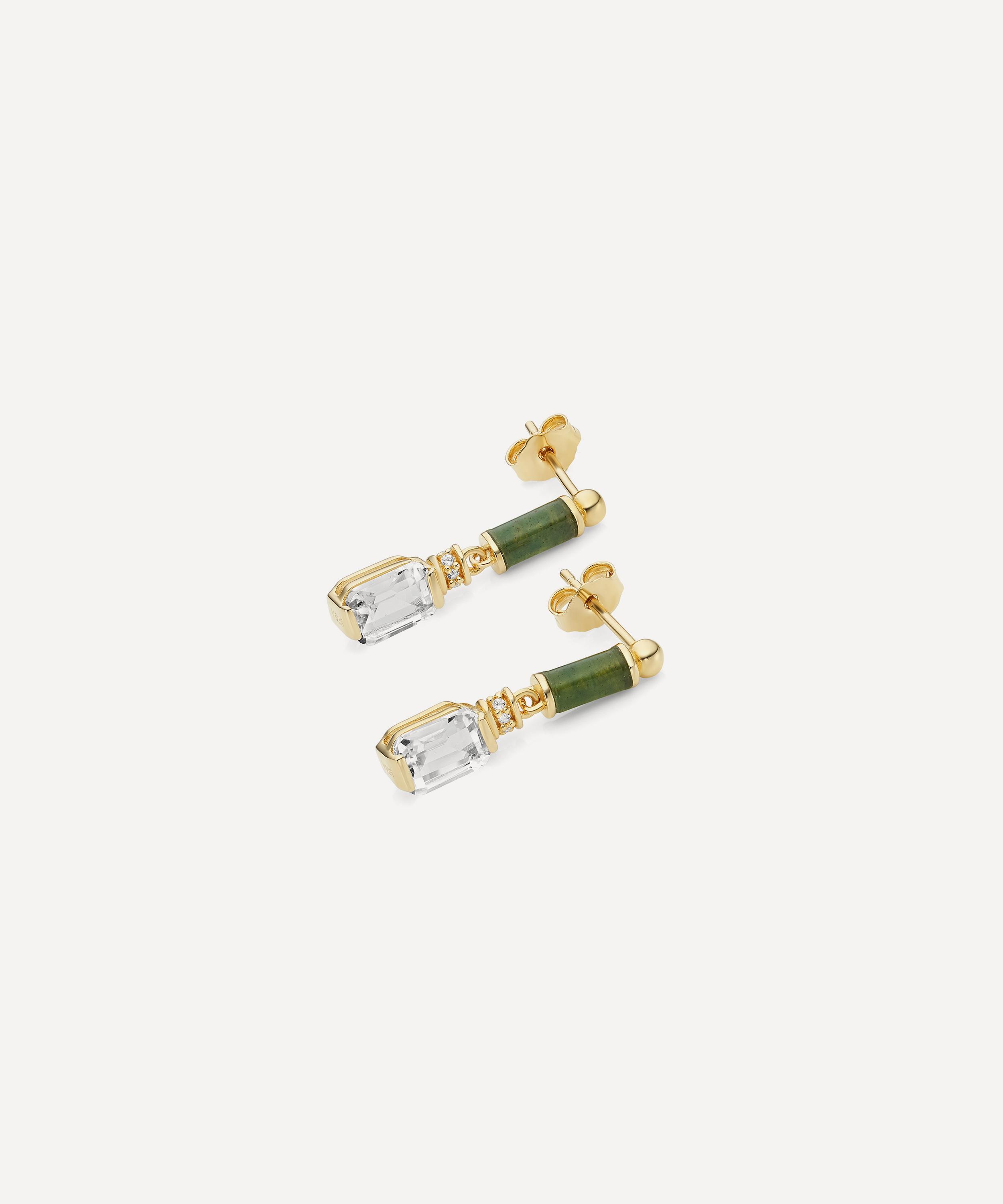 Laura Vann - 18ct Gold-Plated Vermeil Silver Column Emerald Cut Drop Earrings image number 1